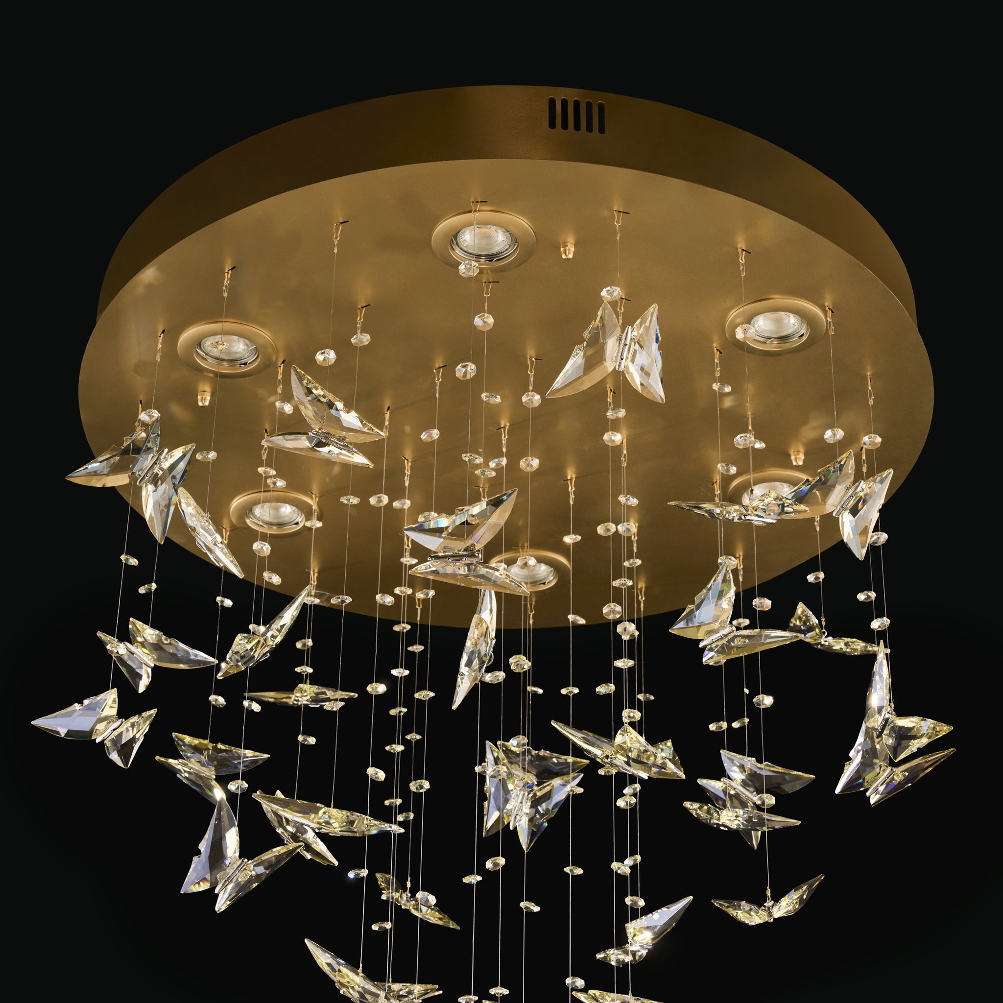 Night Garden 6 Light Leaded Crystal Butterfly Flush Mount