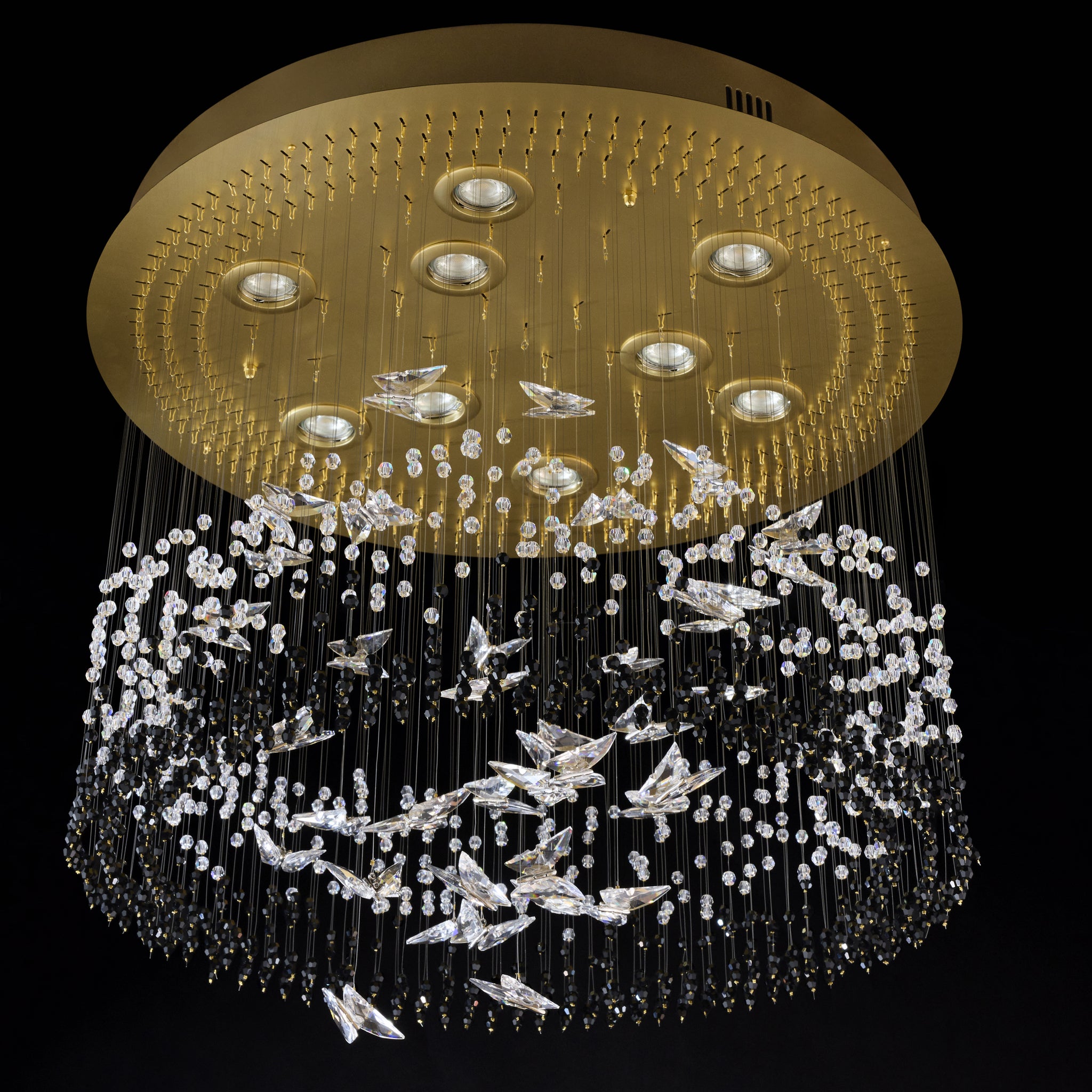Night Garden 9 Light Leaded Crystal Butterfly Flush Mount