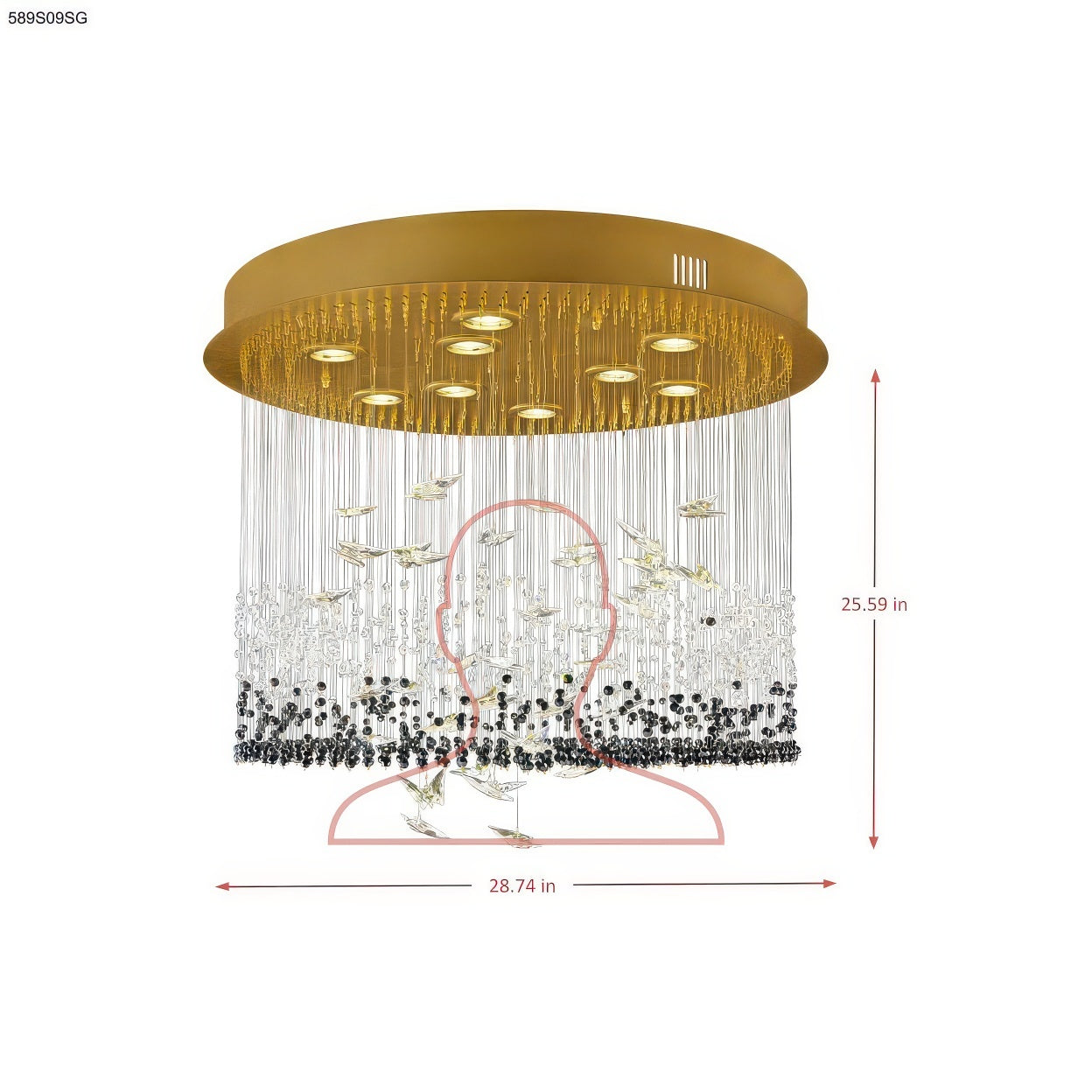 Night Garden 9 Light Leaded Crystal Butterfly Flush Mount