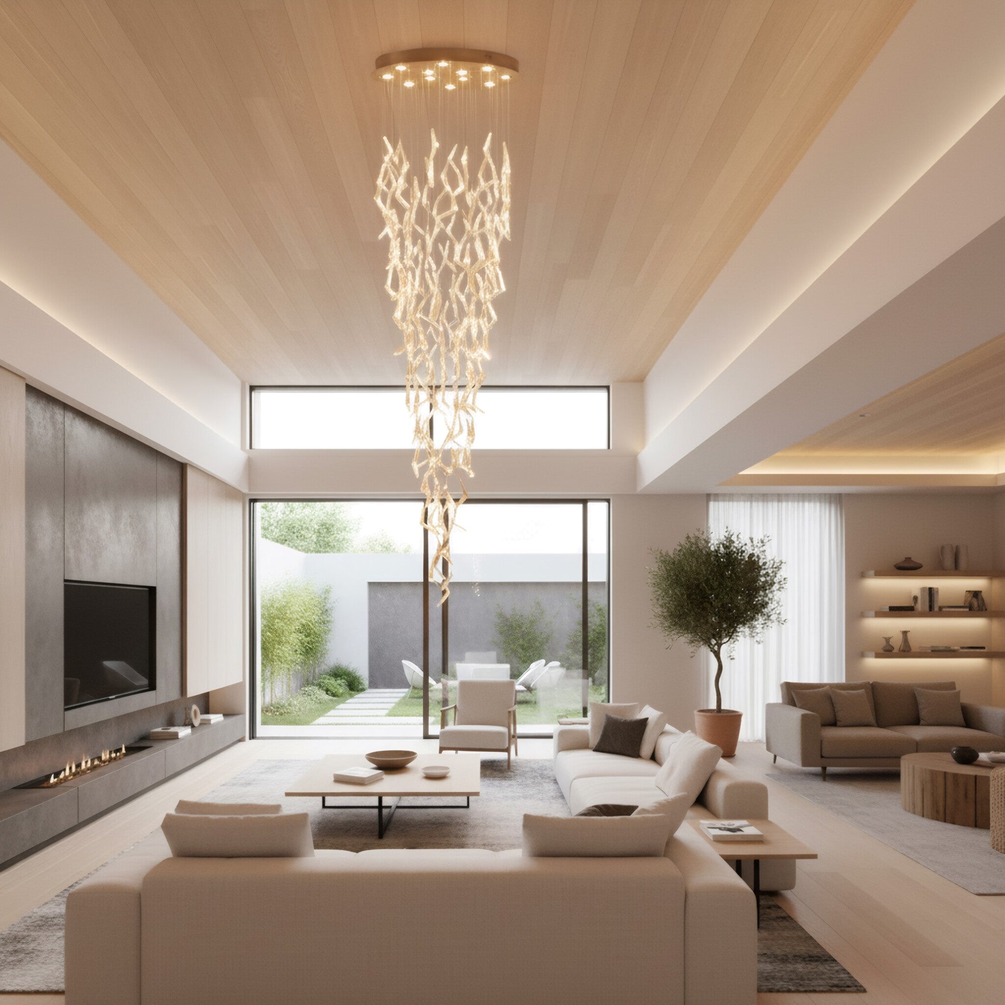 Downpour 12 Light Dimmable Pendant - Satin Gold