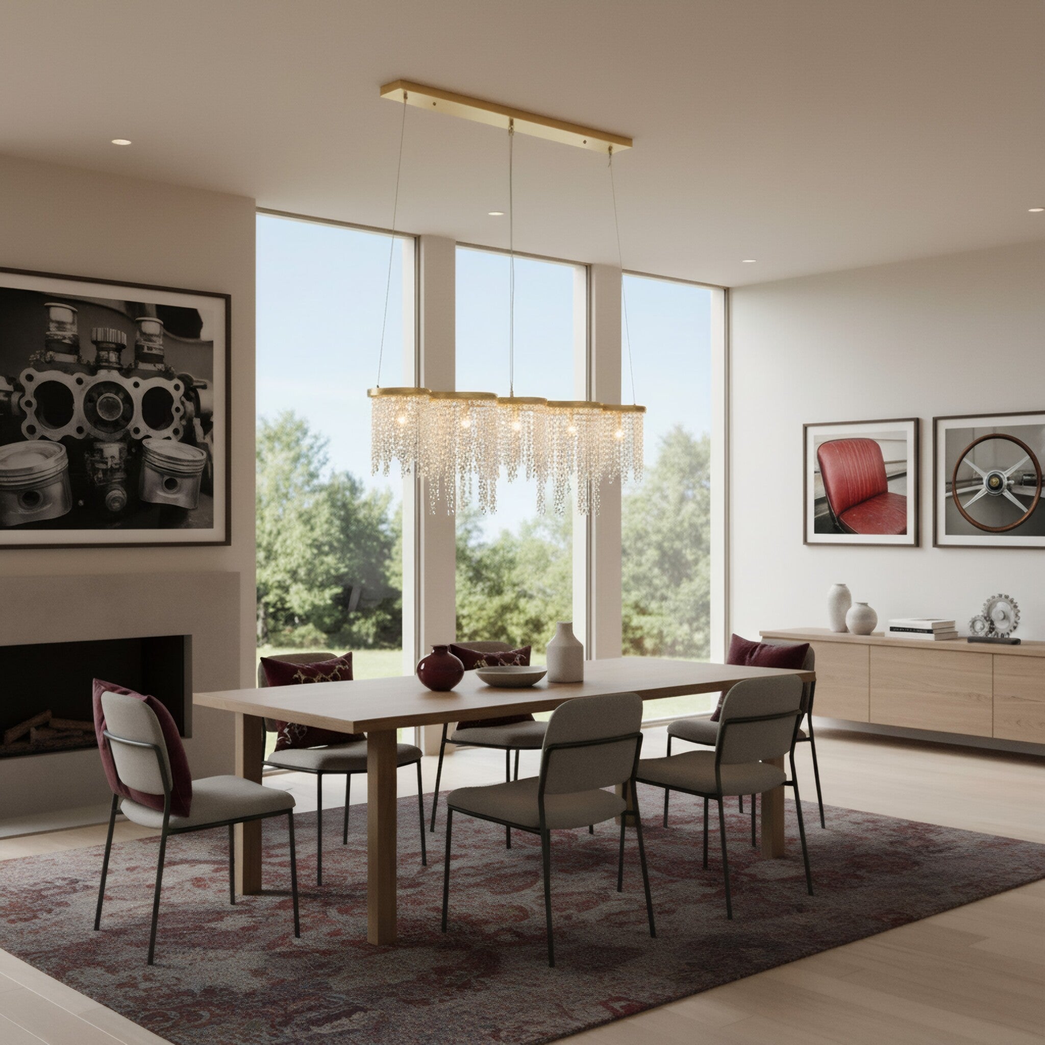 Deco Drippy 5 Light 60 inch Dimmable Linear Dining Pendant - Satin Gold