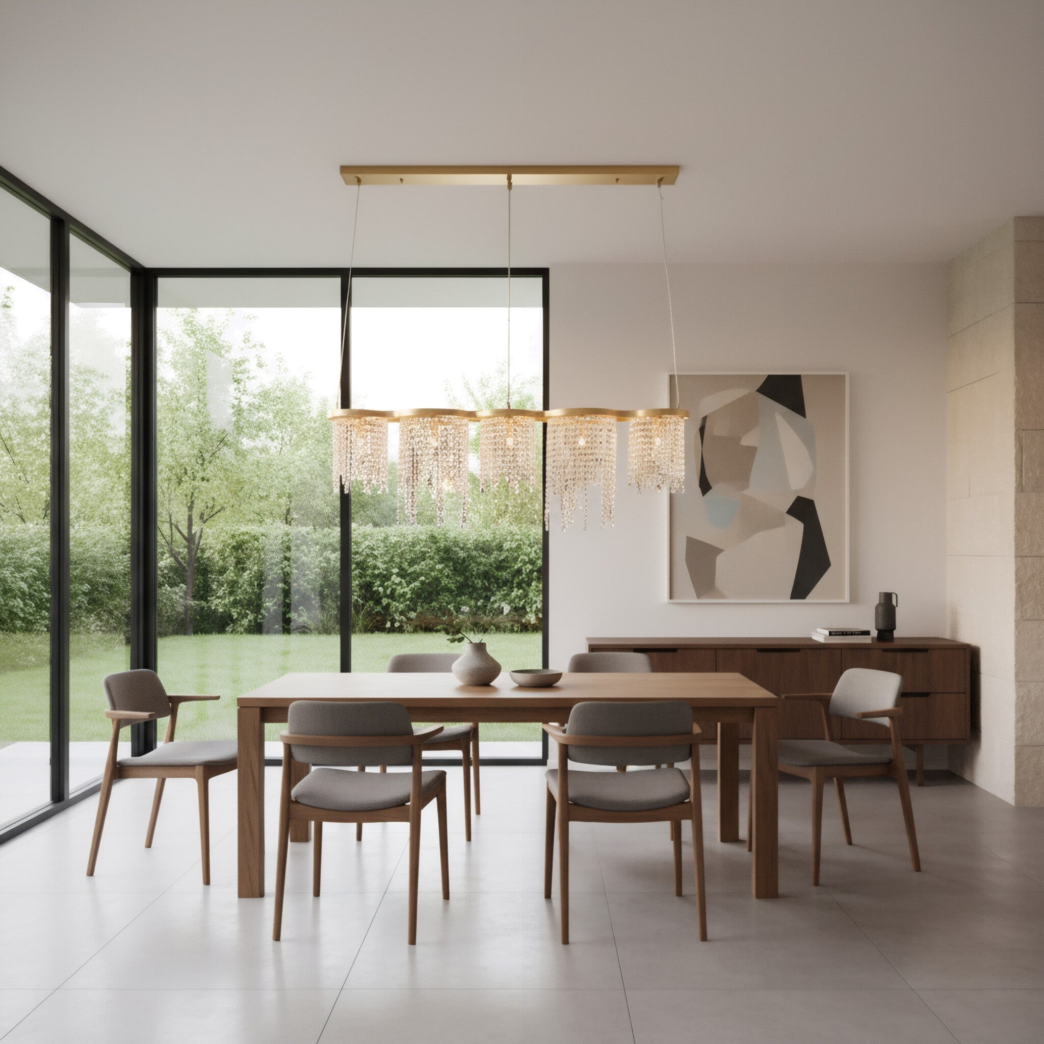 Deco Drippy 5 Light 60 inch Dimmable Linear Dining Pendant - Satin Gold