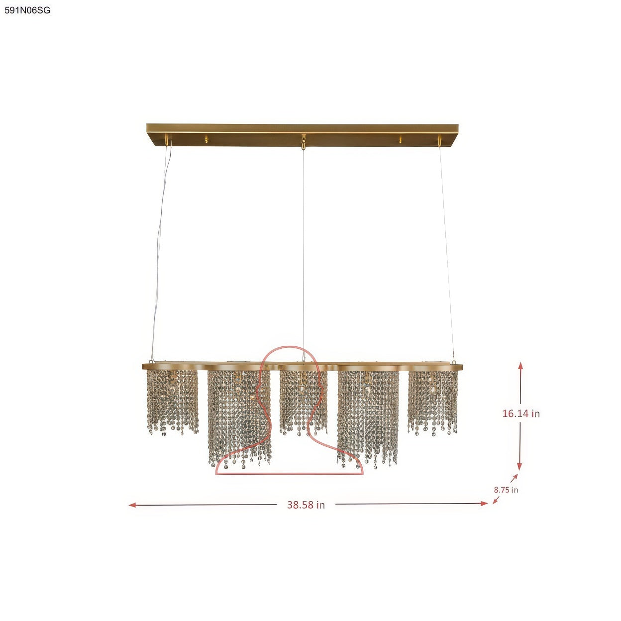 Deco Drippy 60-inch Dimmable Linear Dining Pendant - Satin Gold