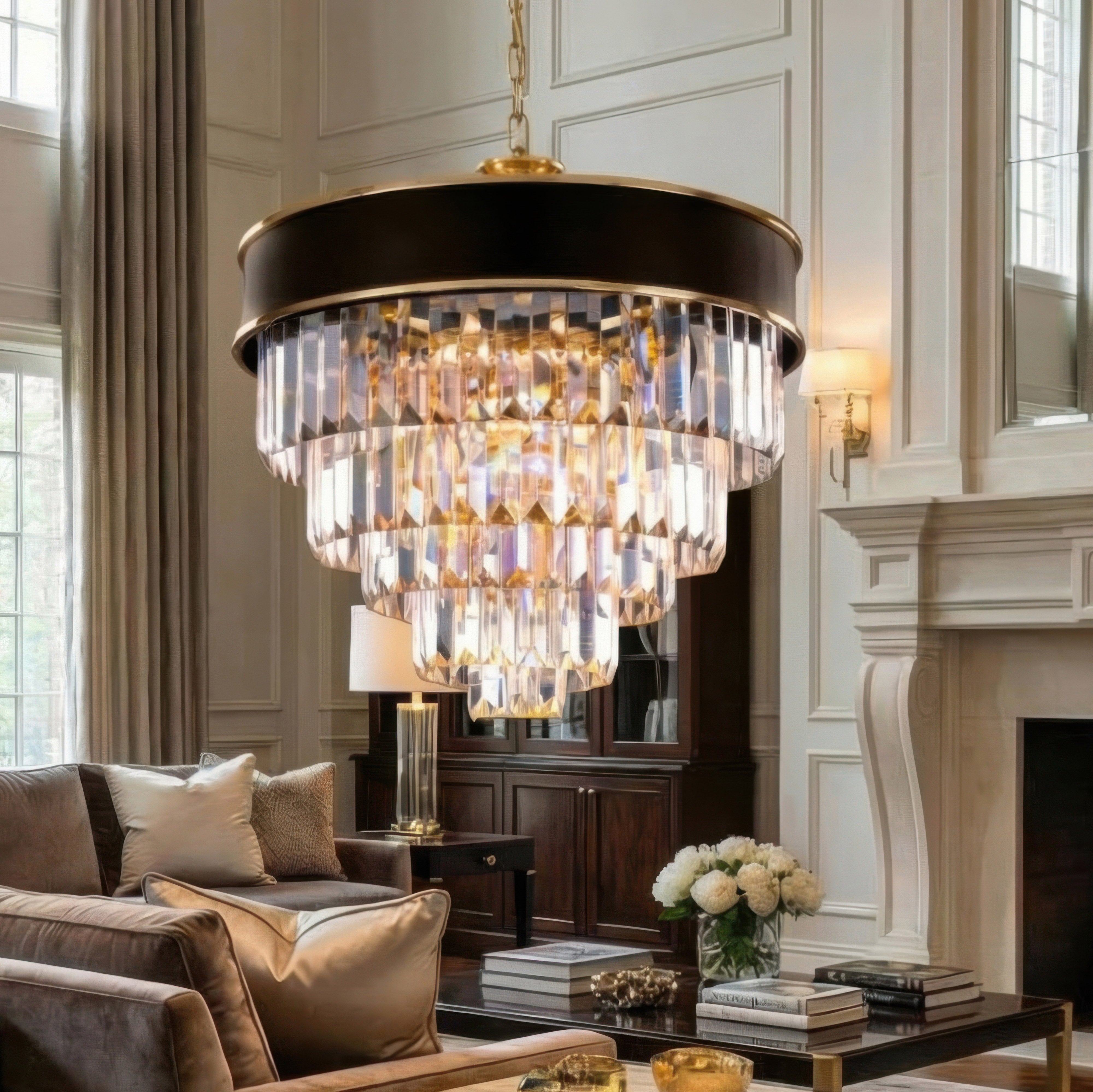 Strata 11 Light Dimmable Pendant Chandelier - Urban Bronze/Soft Gold/Polished Gold