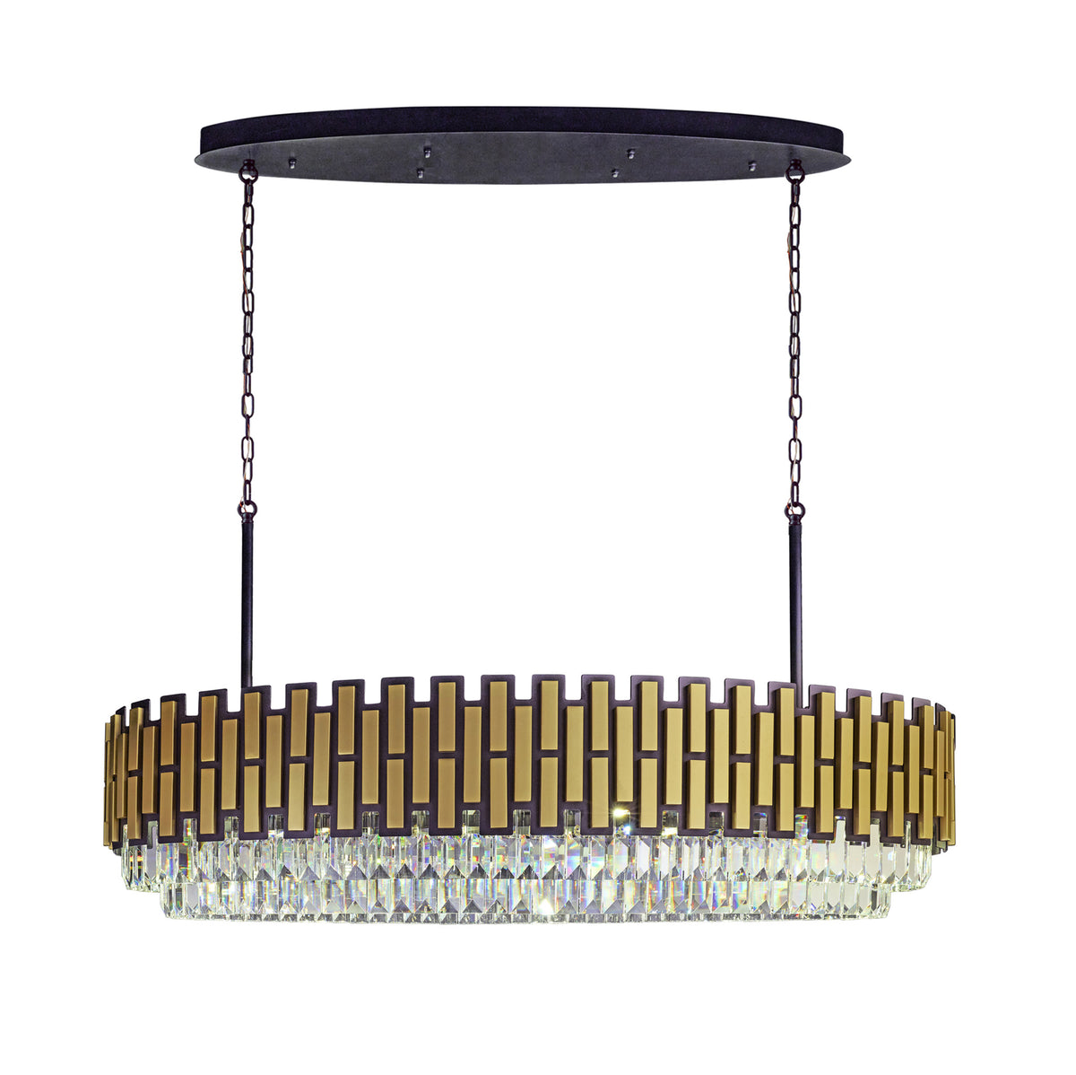 Black Tie 12 Light Dimmable Linear Pendant - Black and Satin Gold