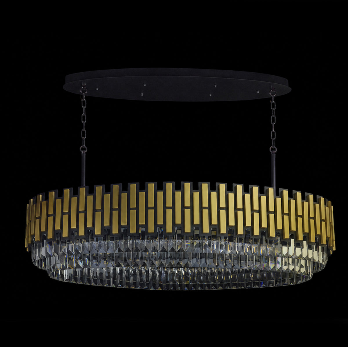 Black Tie 12 Light Dimmable Linear Pendant - Black and Satin Gold