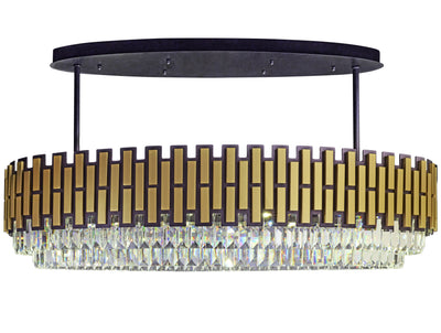 Black Tie 12 Light Dimmable Linear Pendant - Black and Satin Gold