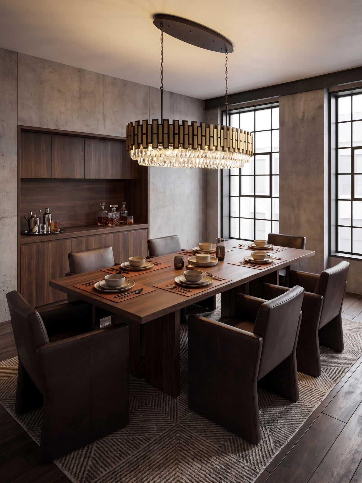 Black Tie 12 Light Dimmable Linear Pendant - Black and Satin Gold