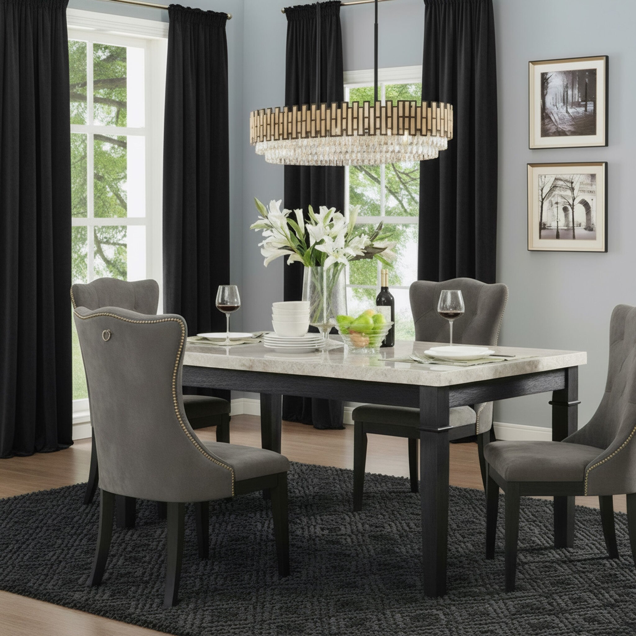 Black Tie 16 Light Dimmable Linear Pendant - Matte Black/Satin Gold