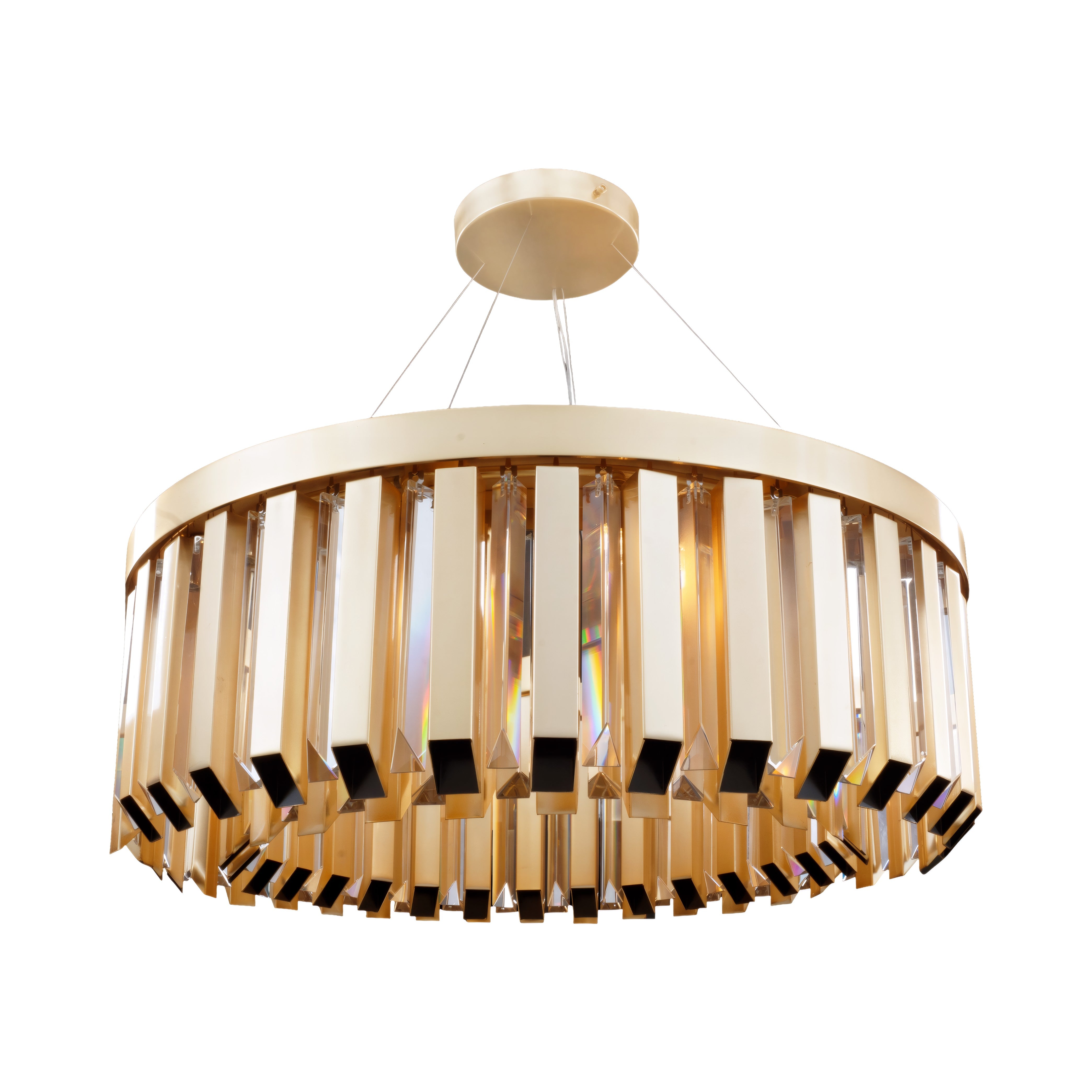 Halo Seventies 8 Light Dimmable Pendant Chandelier - Satin Gold