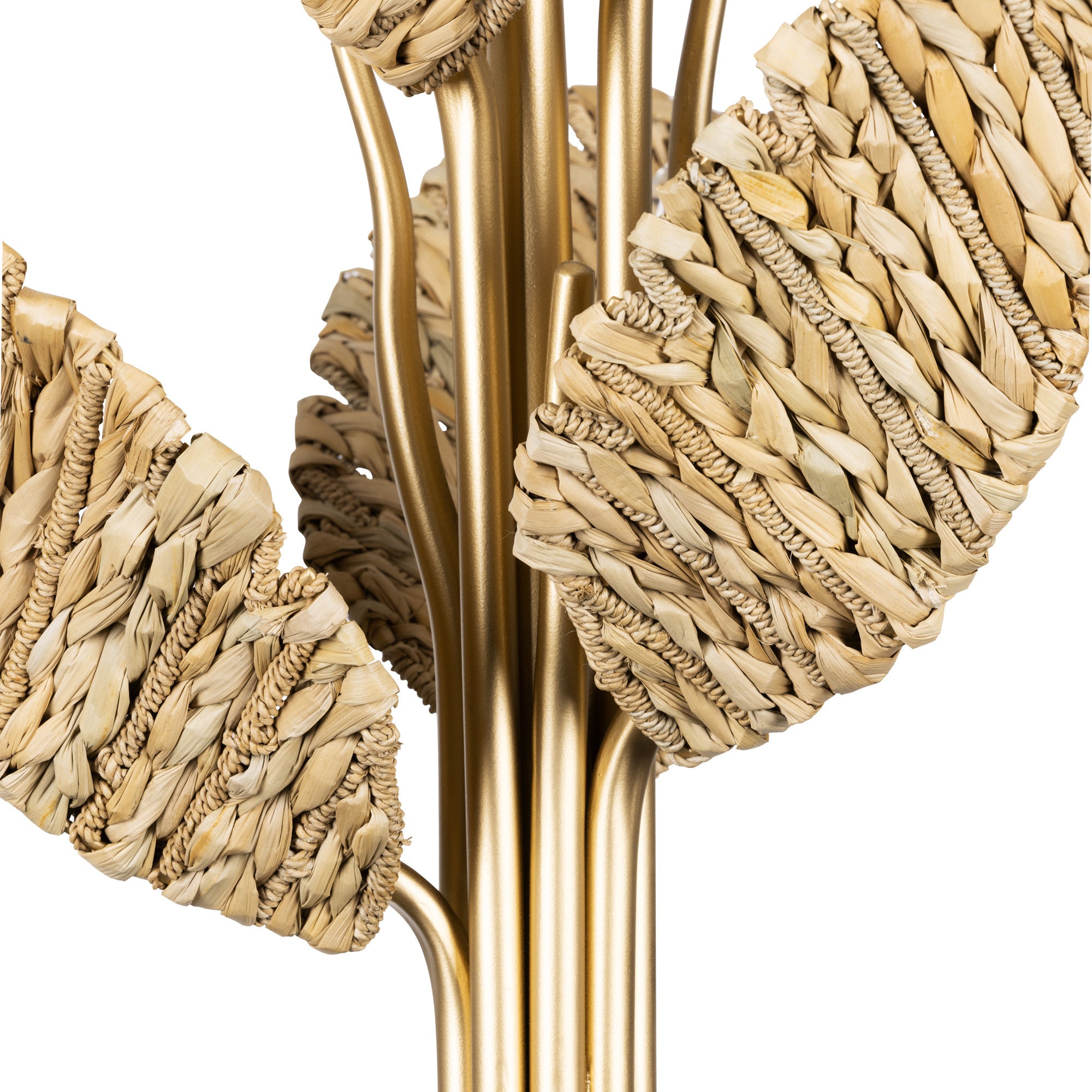 Banana Leaf 6 Light Chandelier - French Gold/Natural Seagrass