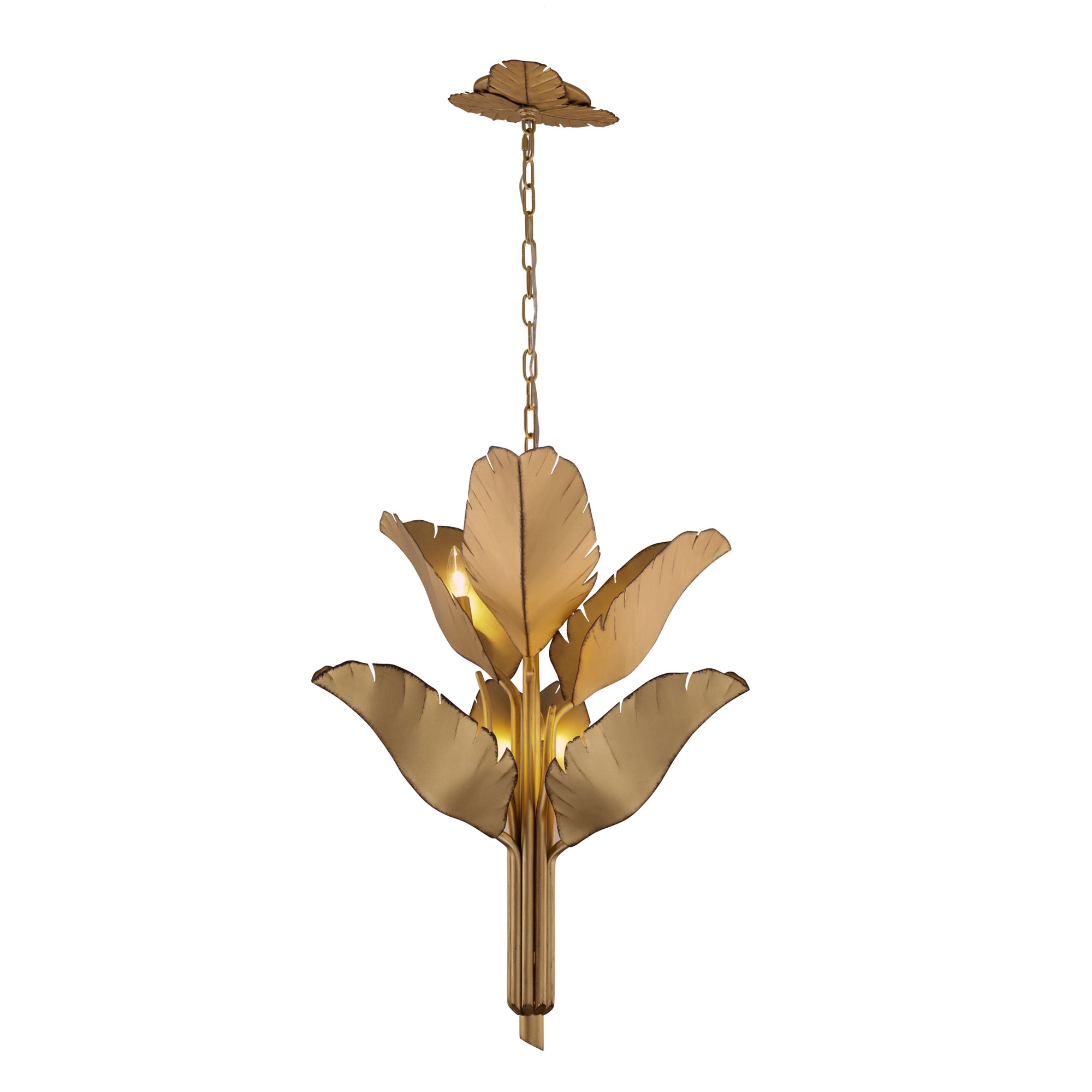 Banana Leaf 6 Light Chandelier - Gold