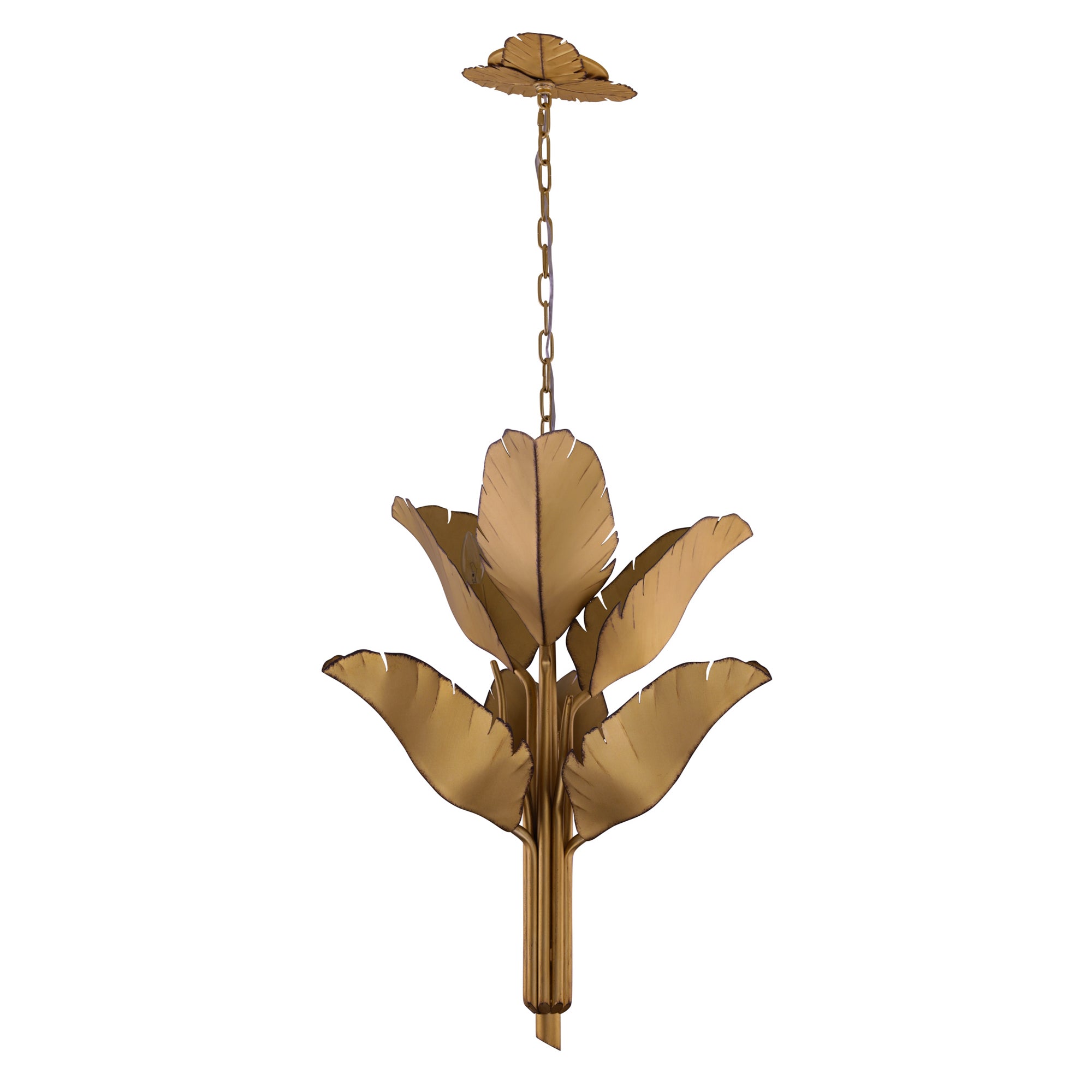 Banana Leaf 6 Light Chandelier - Gold