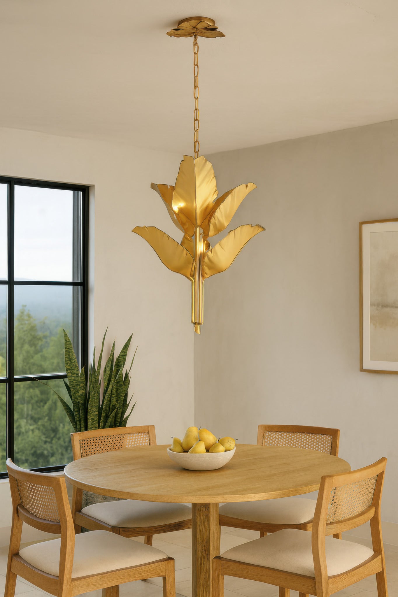 Banana Leaf 6 Light Chandelier - Gold