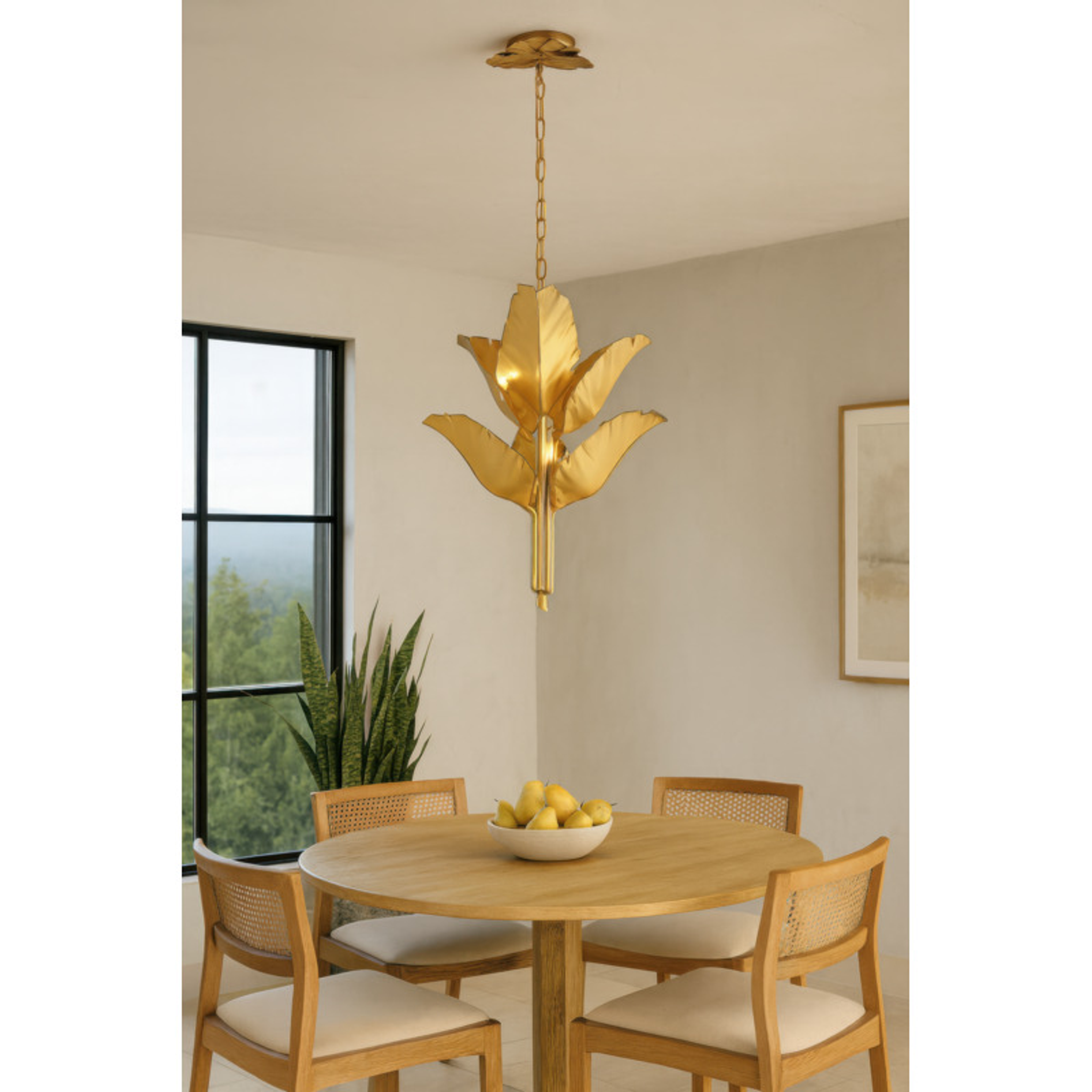 Banana Leaf 6-Light Chandelier - Natural Green