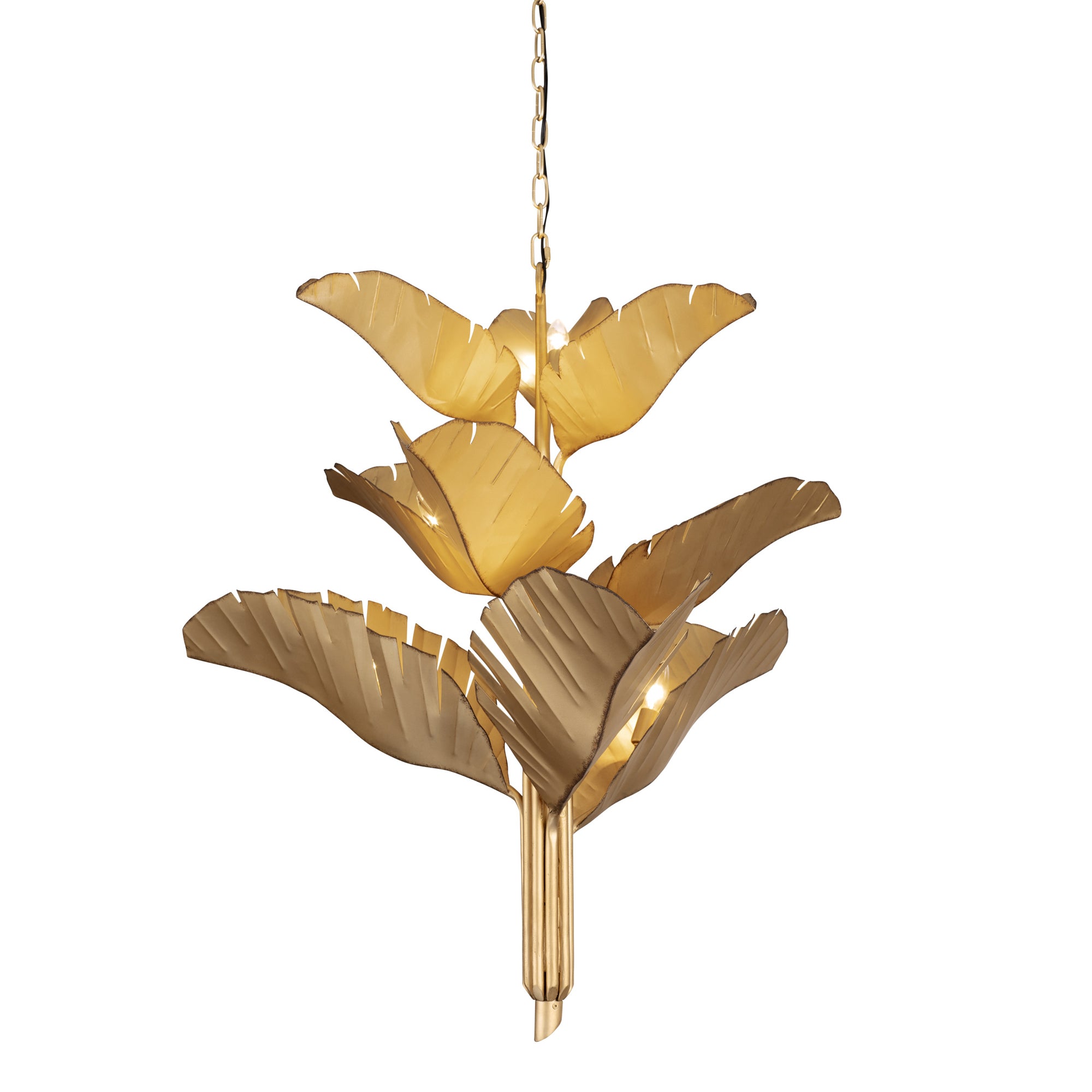 Banana Leaf 9 Light Chandelier - Gold