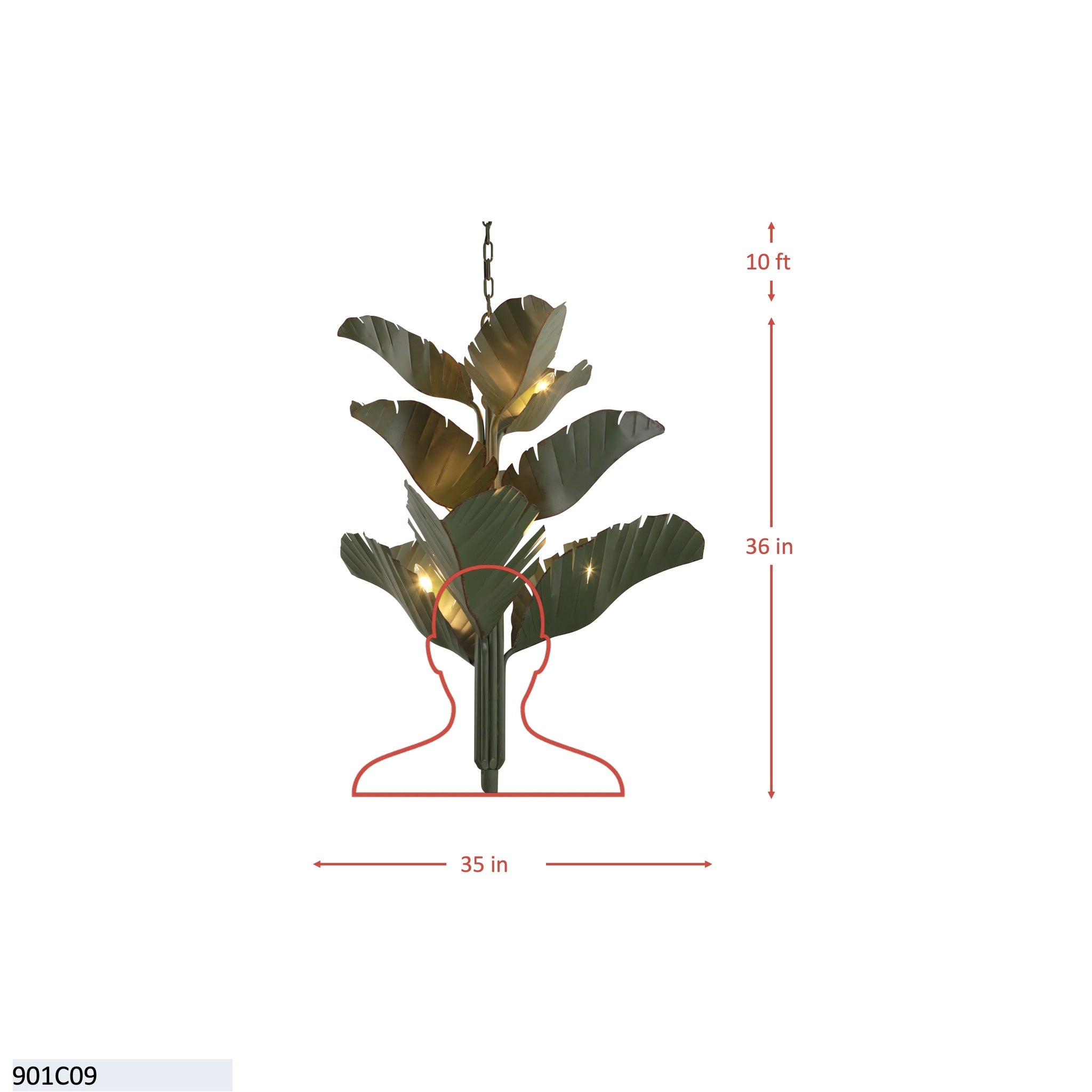 Banana Leaf 9 Light Chandelier - Banana Leaf