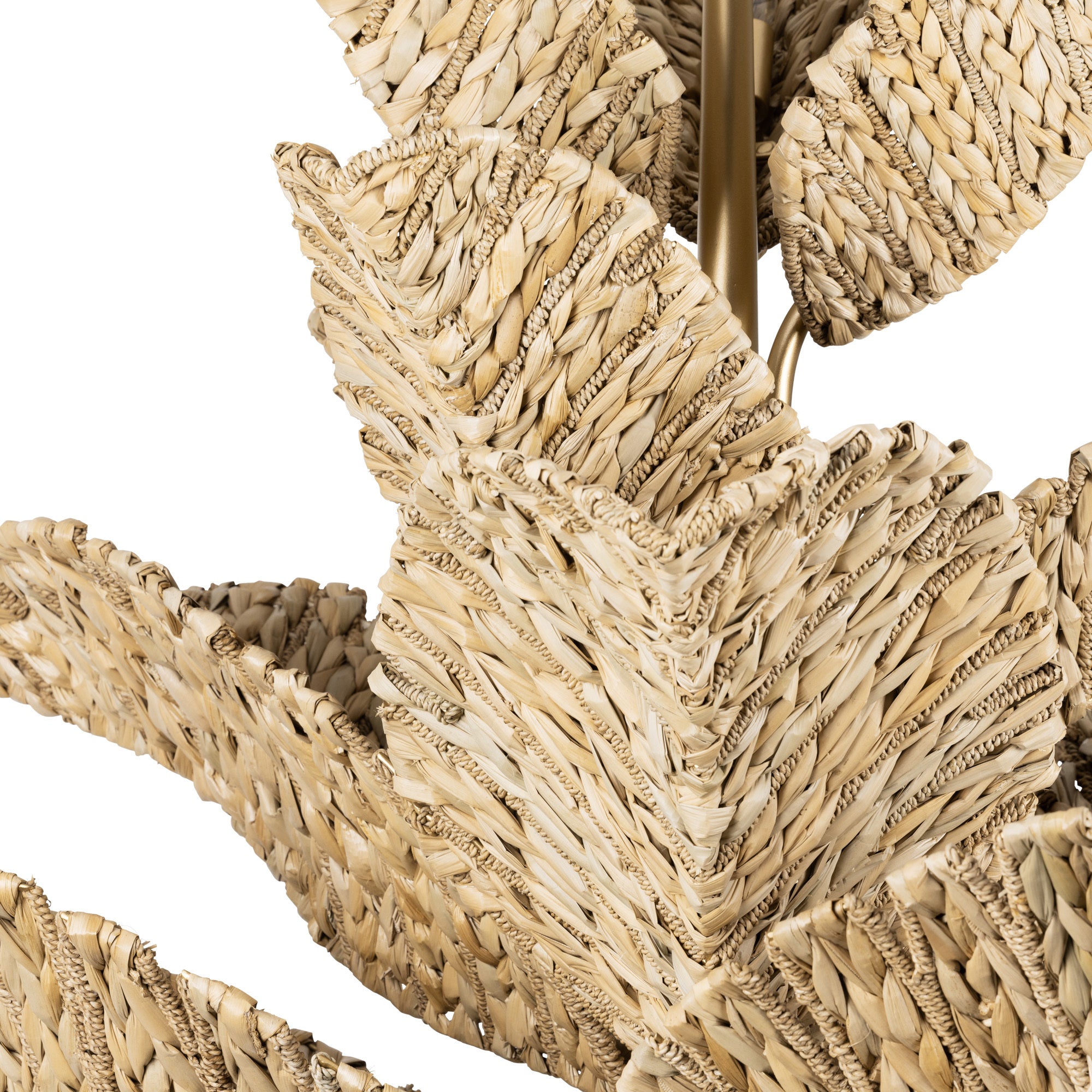 Banana Leaf 12 Light Chandelier - French Gold/Natural Seagrass
