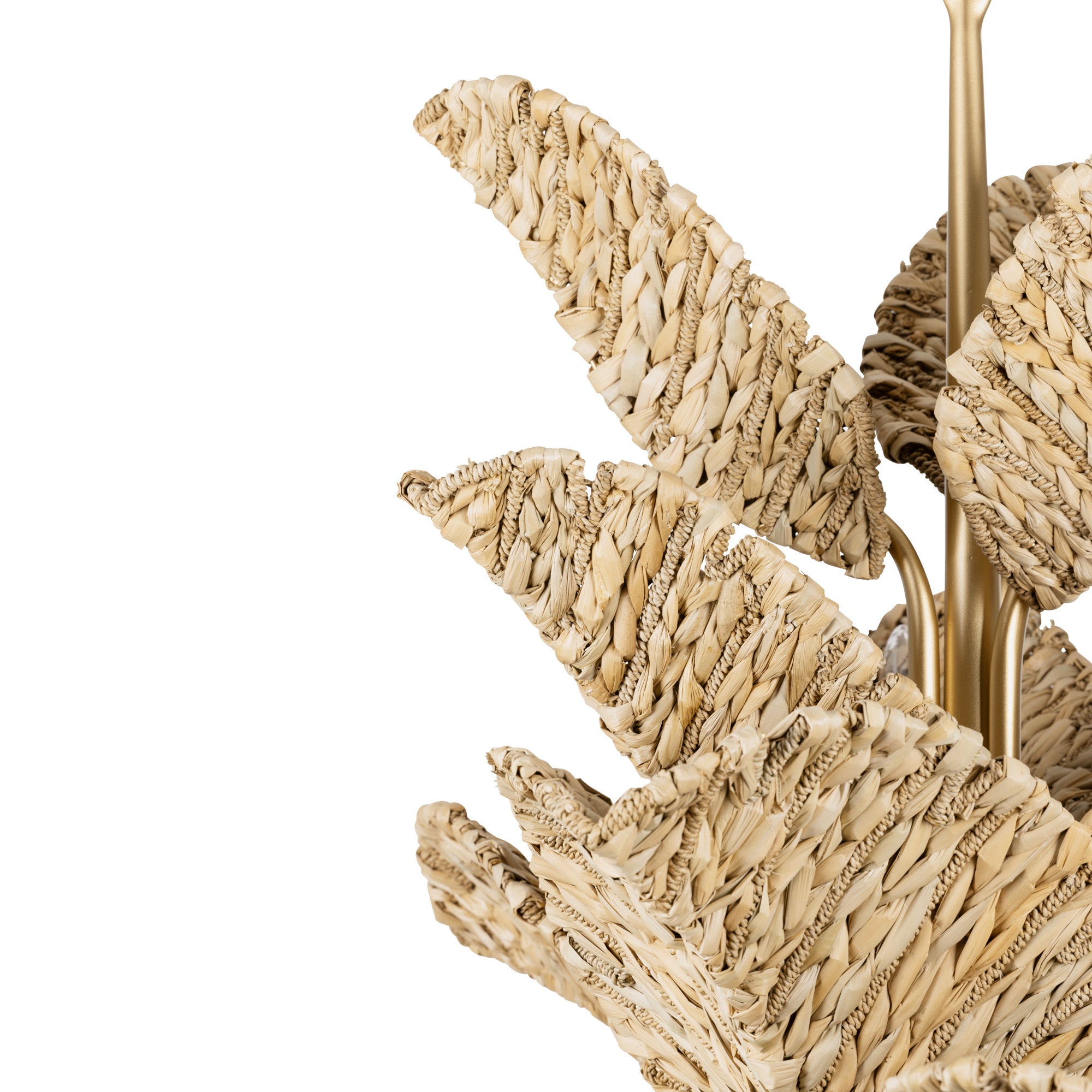 Banana Leaf 12 Light Chandelier - French Gold/Natural Seagrass