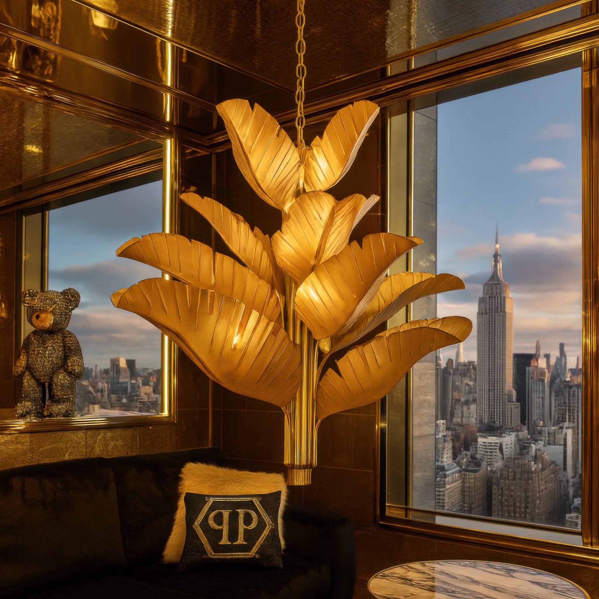 Banana Leaf 12-Light Chandelier - Banana Leaf