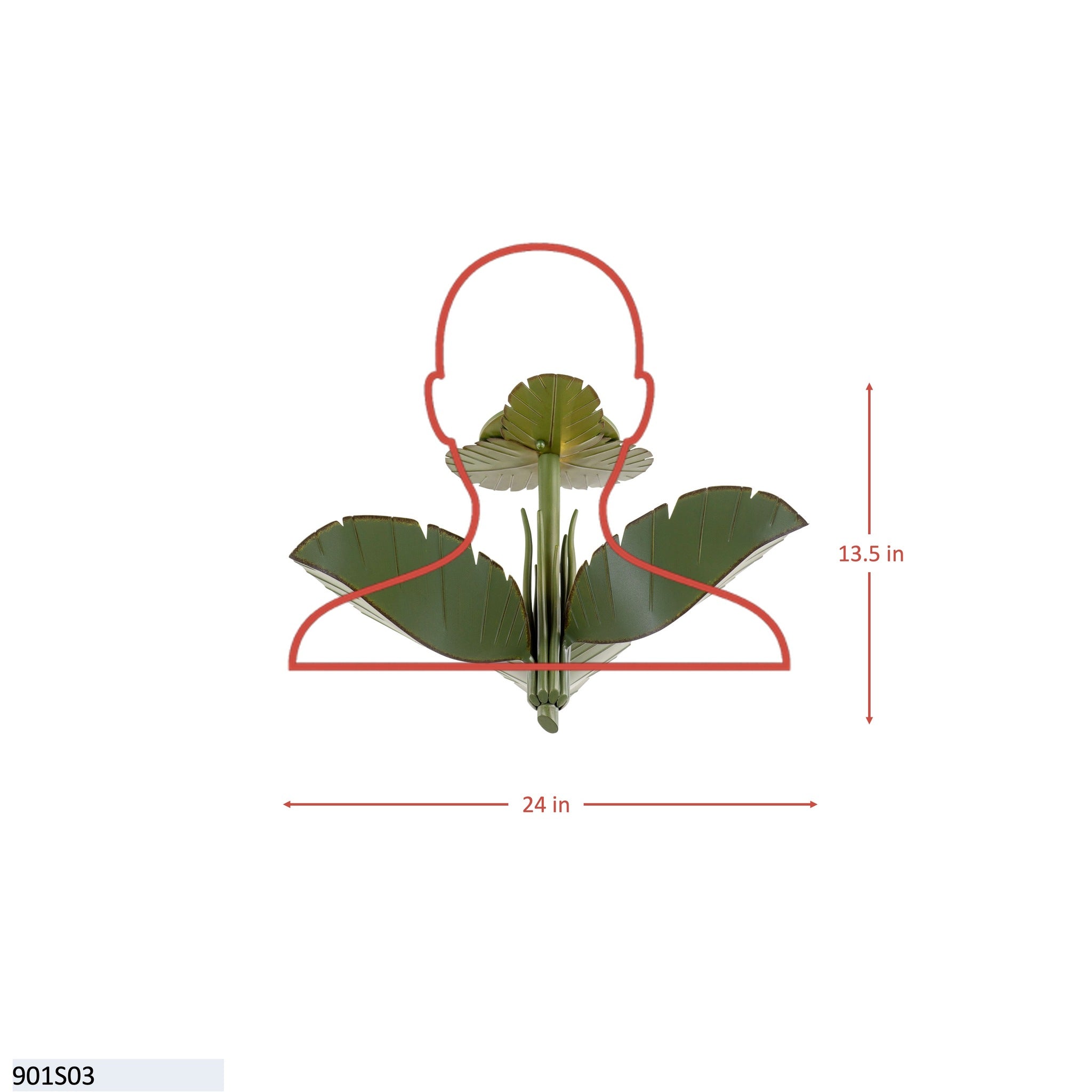 Banana Leaf 3 Light Semi-Flush - Gold/Dark Edging
