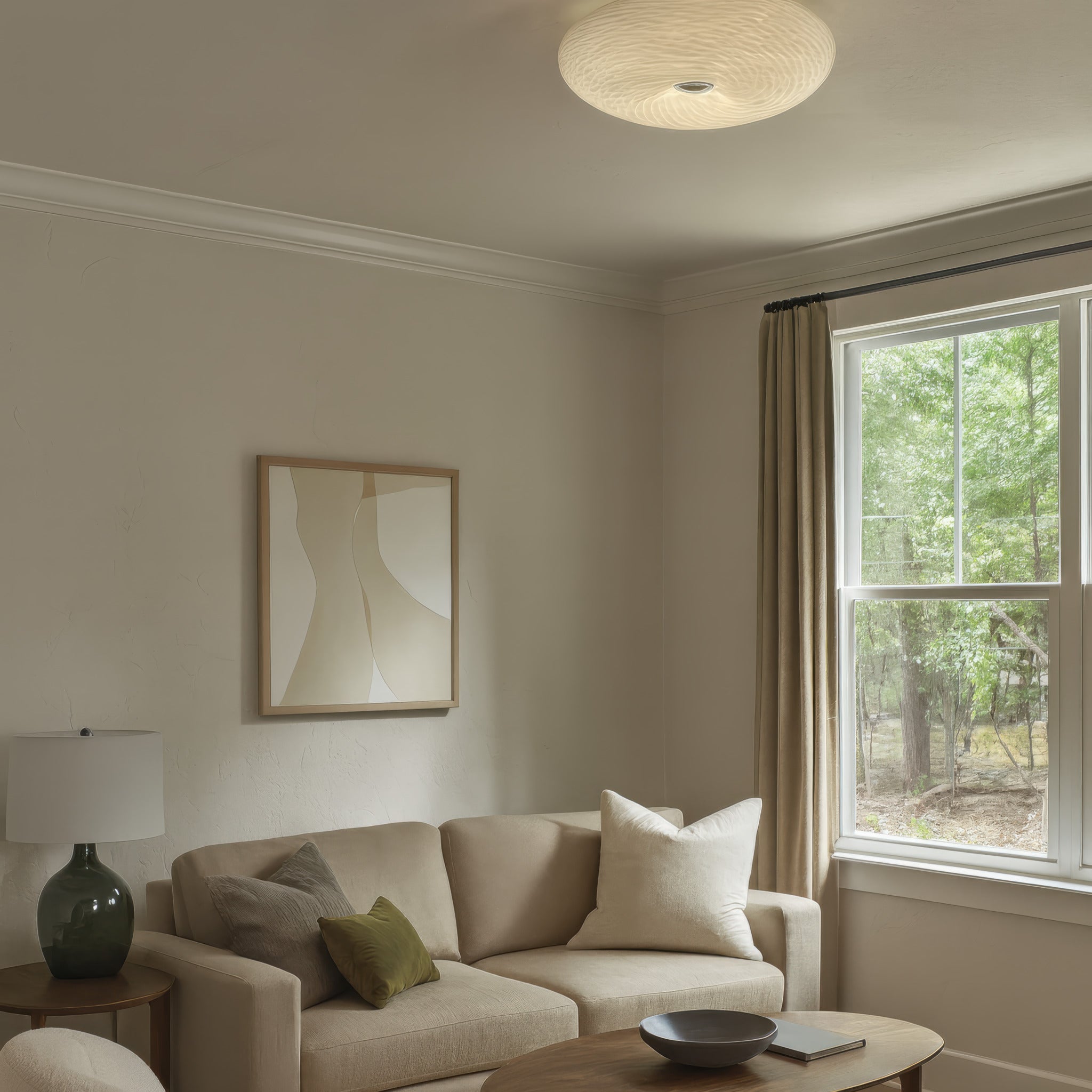 Swirled 2-Light Medium Flush Mount - French Feather