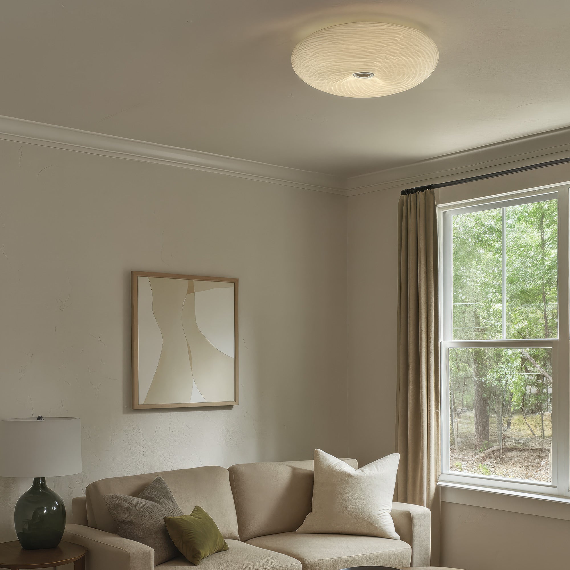 Swirled 2 Light Medium Flush Mount - French Feather