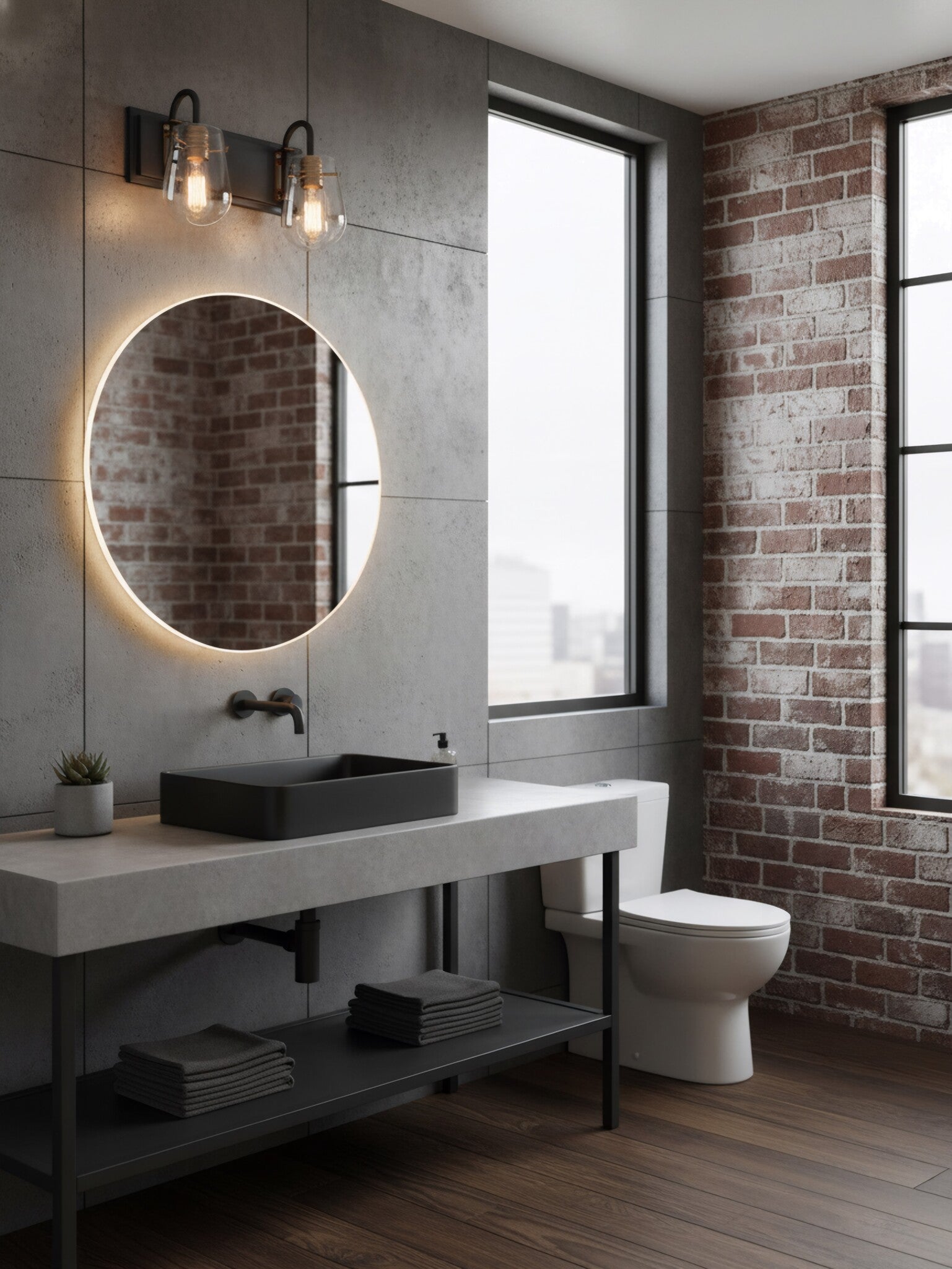 Bromyard Foundry Aged Brass and Matte Black Two Light Bath Vanity