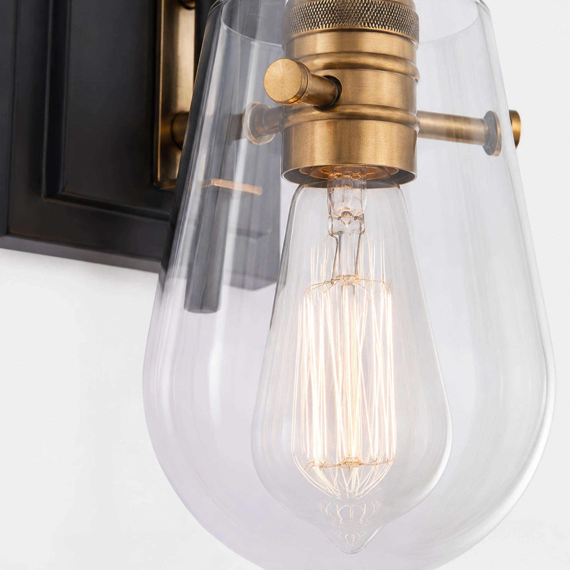 Bromyard Foundry Vintage Brass and Matte Black One Light Wall Sconce