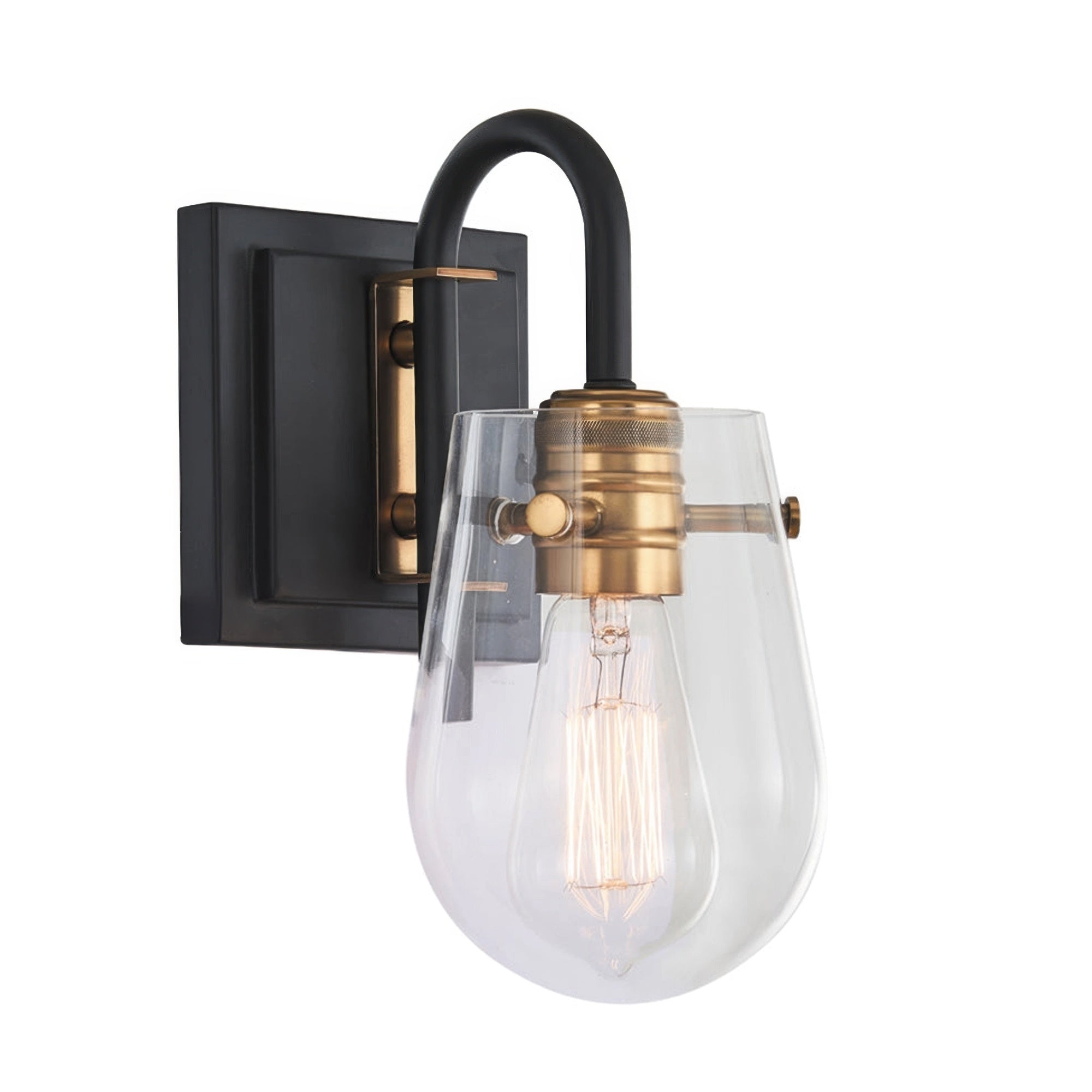 Bromyard Foundry Vintage Brass and Matte Black One Light Wall Sconce