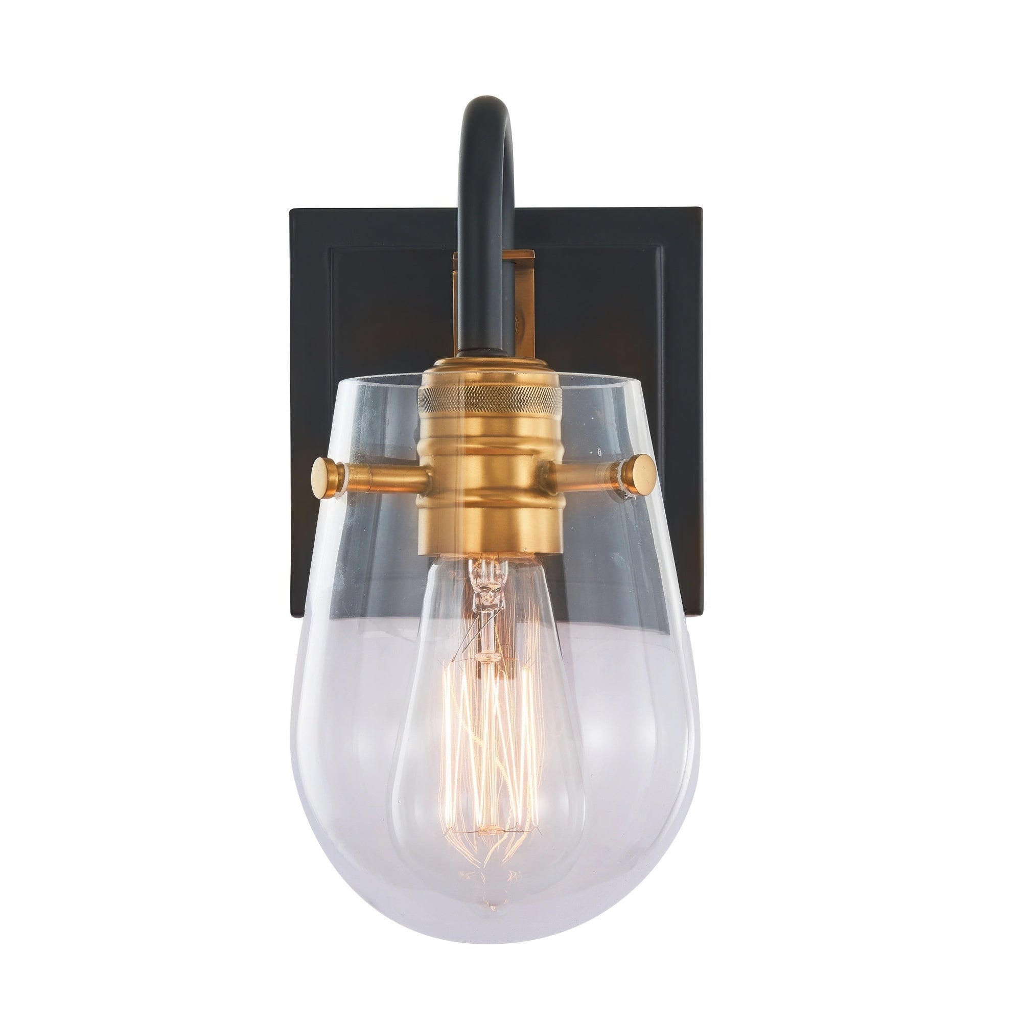 Bromyard Foundry Vintage Brass and Matte Black One Light Wall Sconce