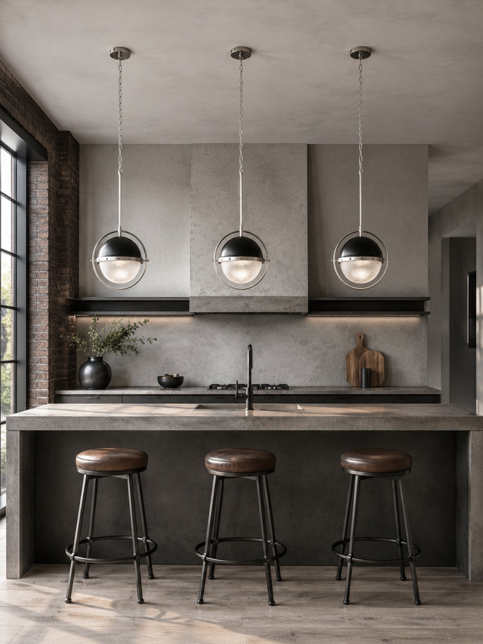 Coventry Tailored Polished Nickel with Aged Iron Pendant