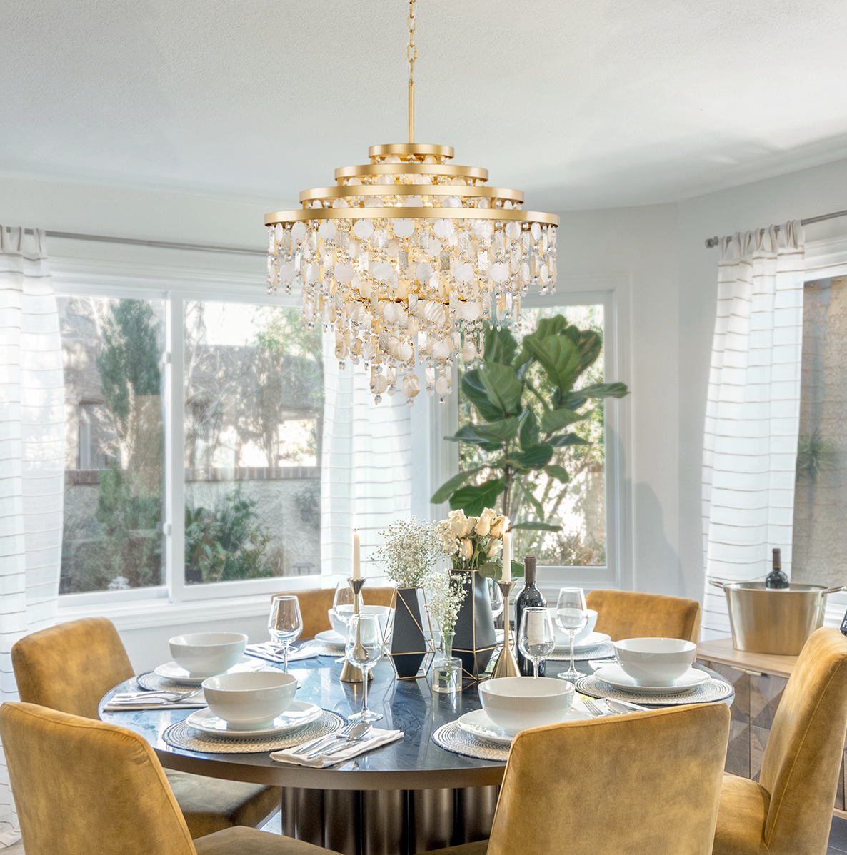 Kalani 377C10FG 10-Lt Chandelier - French Gold