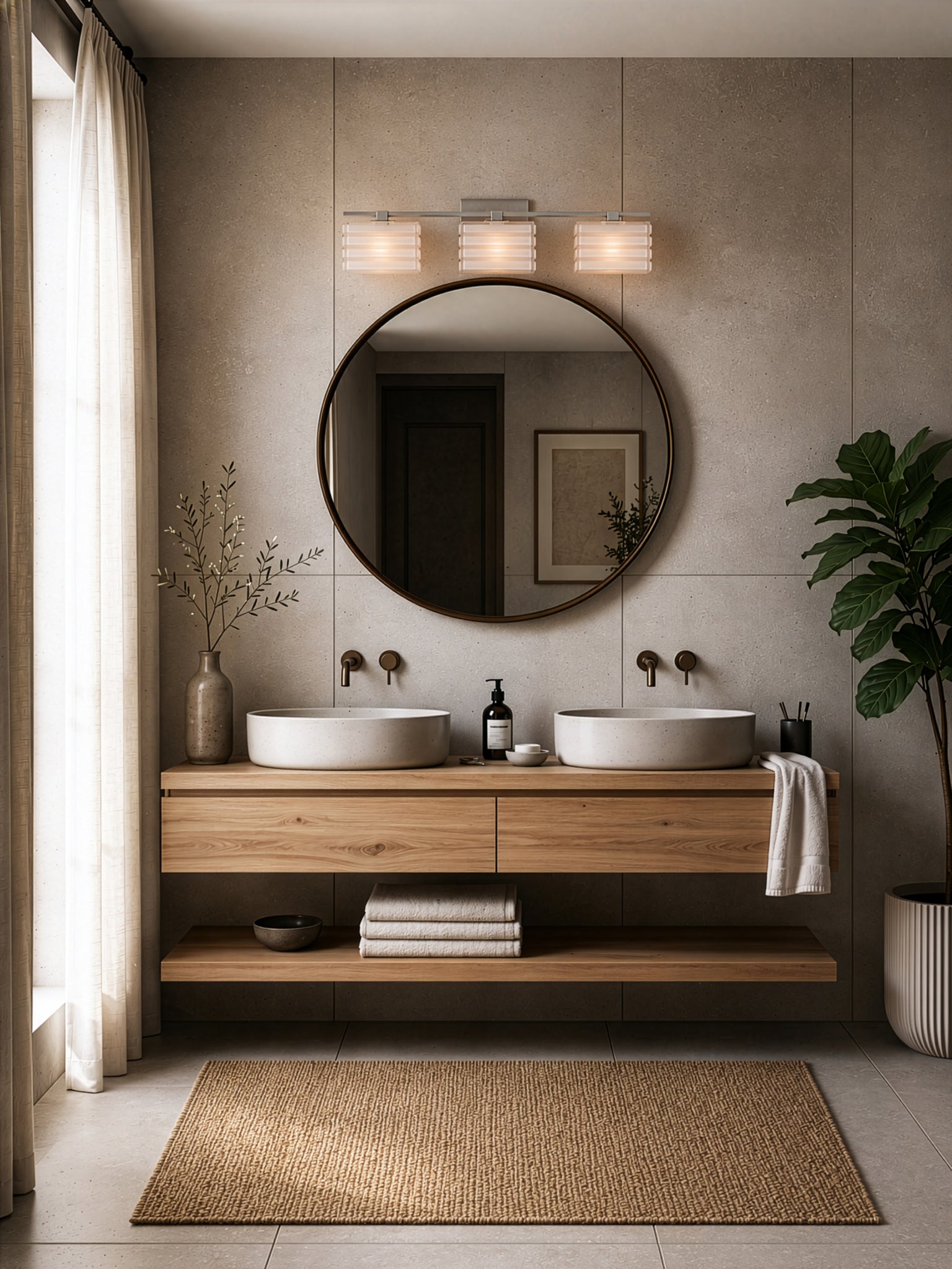 Sardinia On Trend Brushed Nickel Three Light Bath Vanity