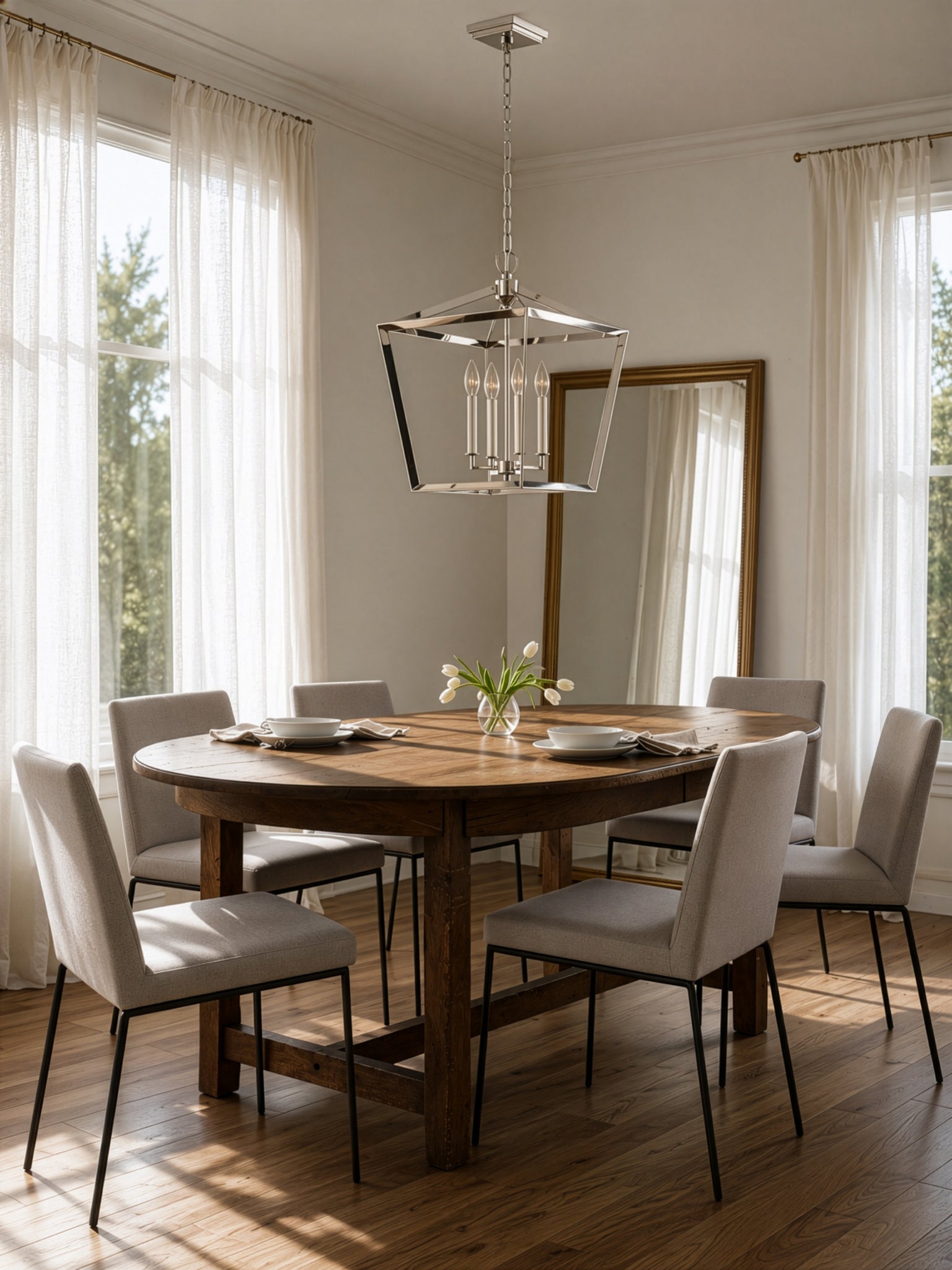 York Architectural Foyer Polished Nickel Pendant