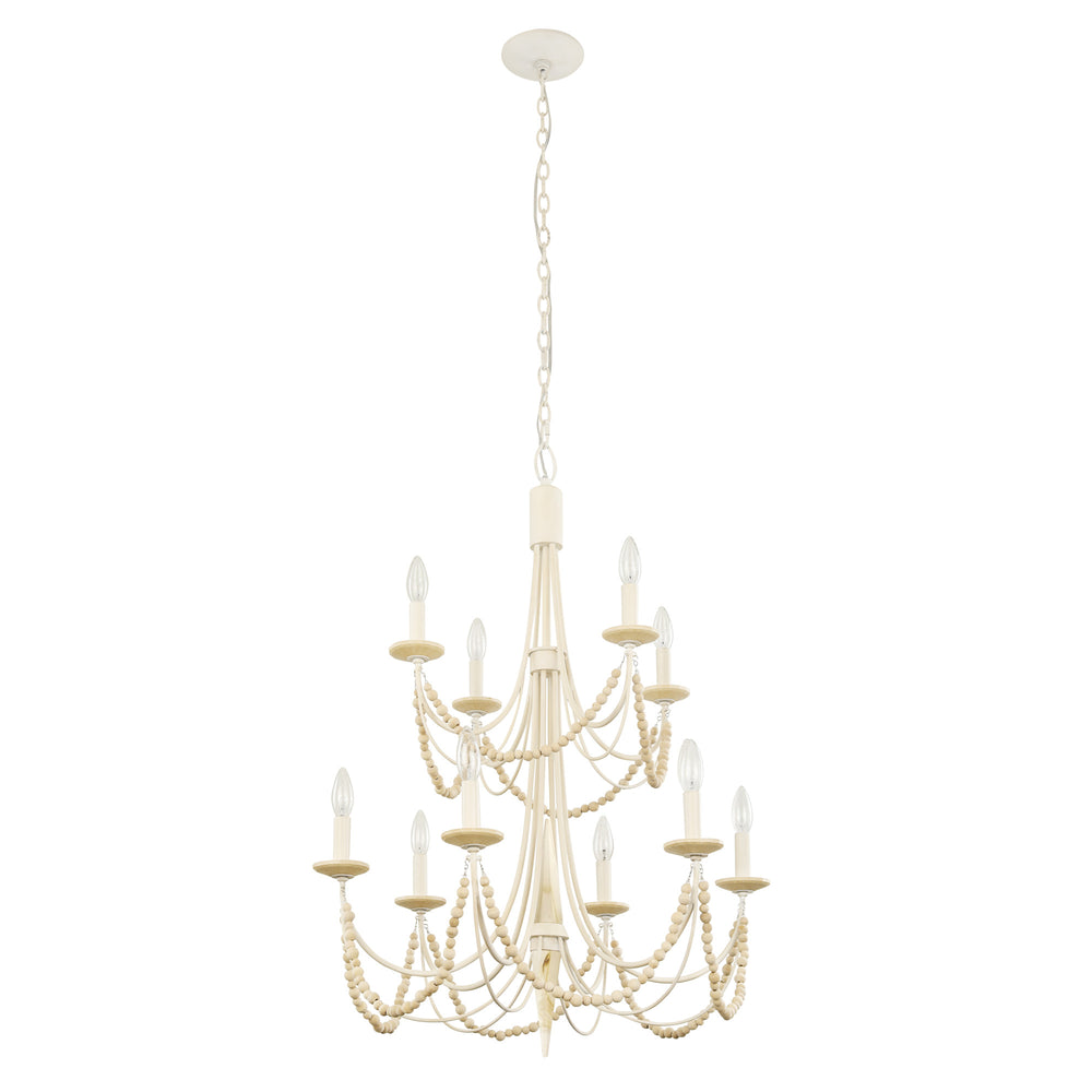 Brentwood 350C10CW 10-Lt 2-Tier Chandelier - Country White