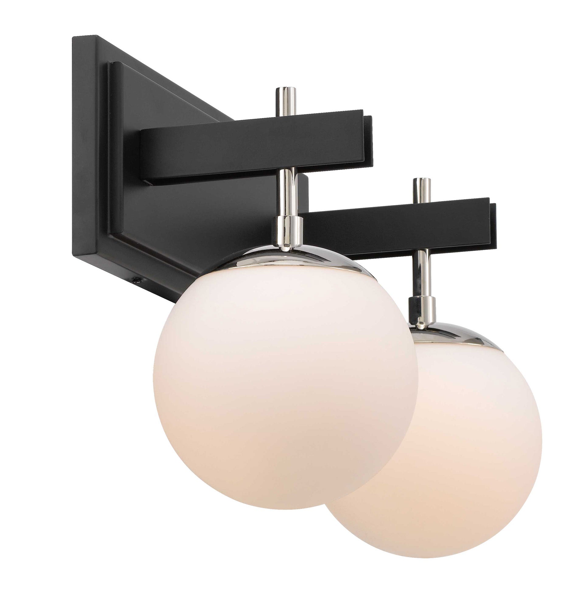 Allie 352B02BLPN 2-Lt Bath Fixture - Black/Polished Nickel
