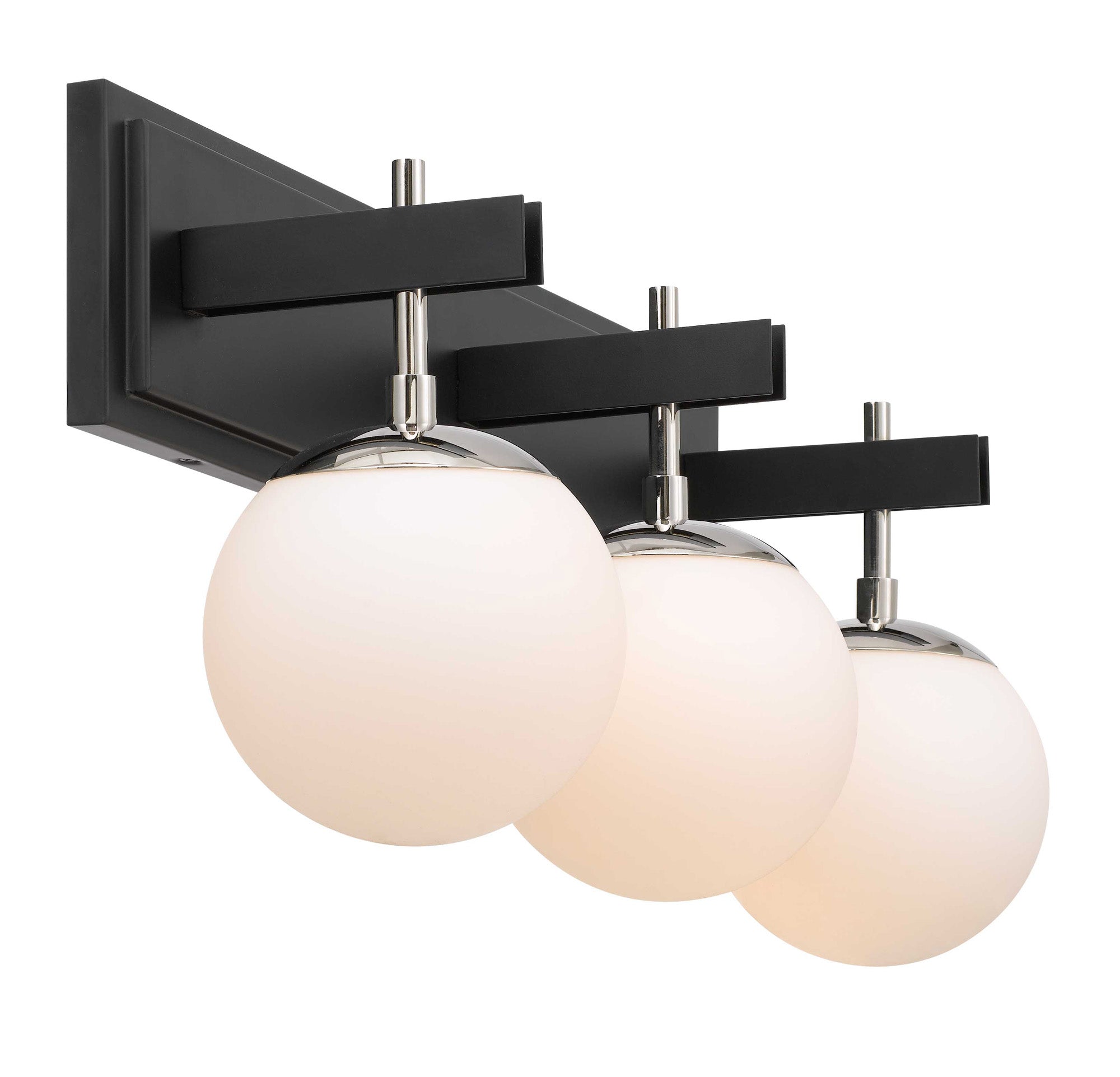 Allie 352B03BLPN 3-Lt Bath Fixture - Black/Polished NickelAllie 352B03BLSB 3-Lt Bath Fixture - Black/Satin Brass