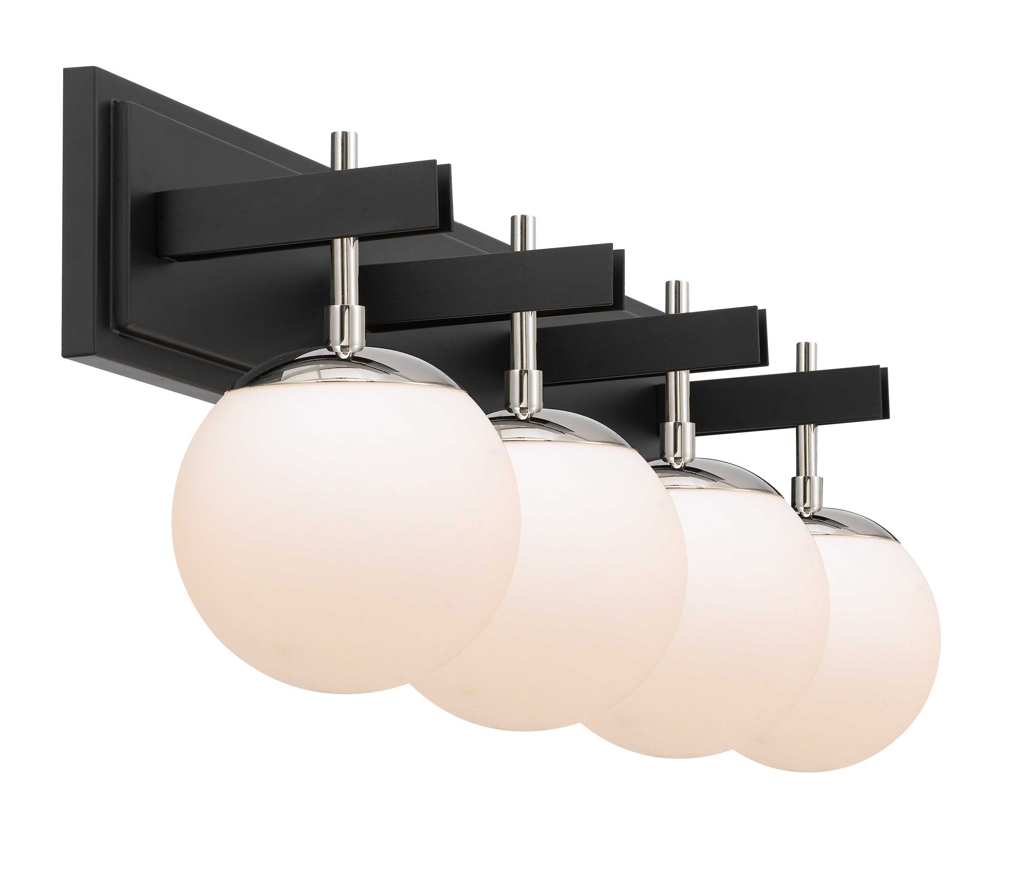 Allie 352B04BLPN 4-Lt Bath Fixture - Black/Polished Nickel