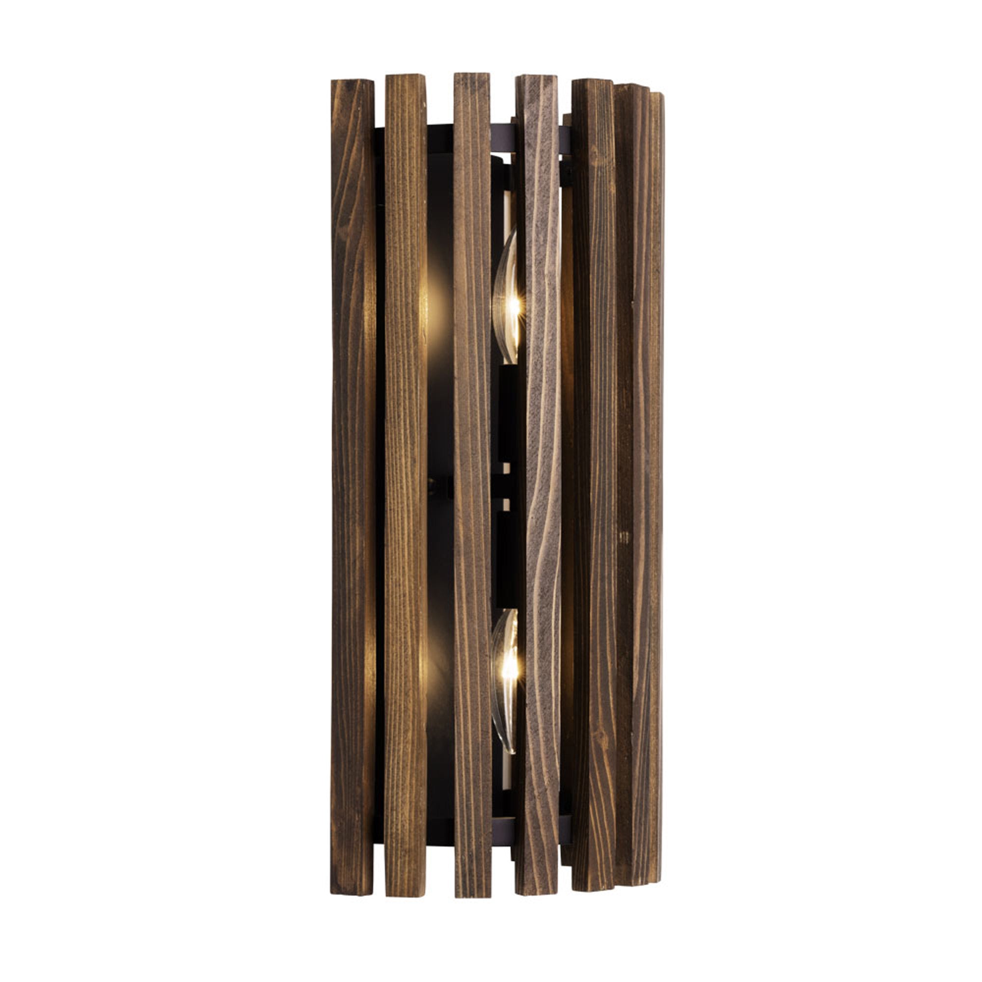 Suratto 387W02MBW 2-Light Wall Sconce - Matte Black/Medium Walnut