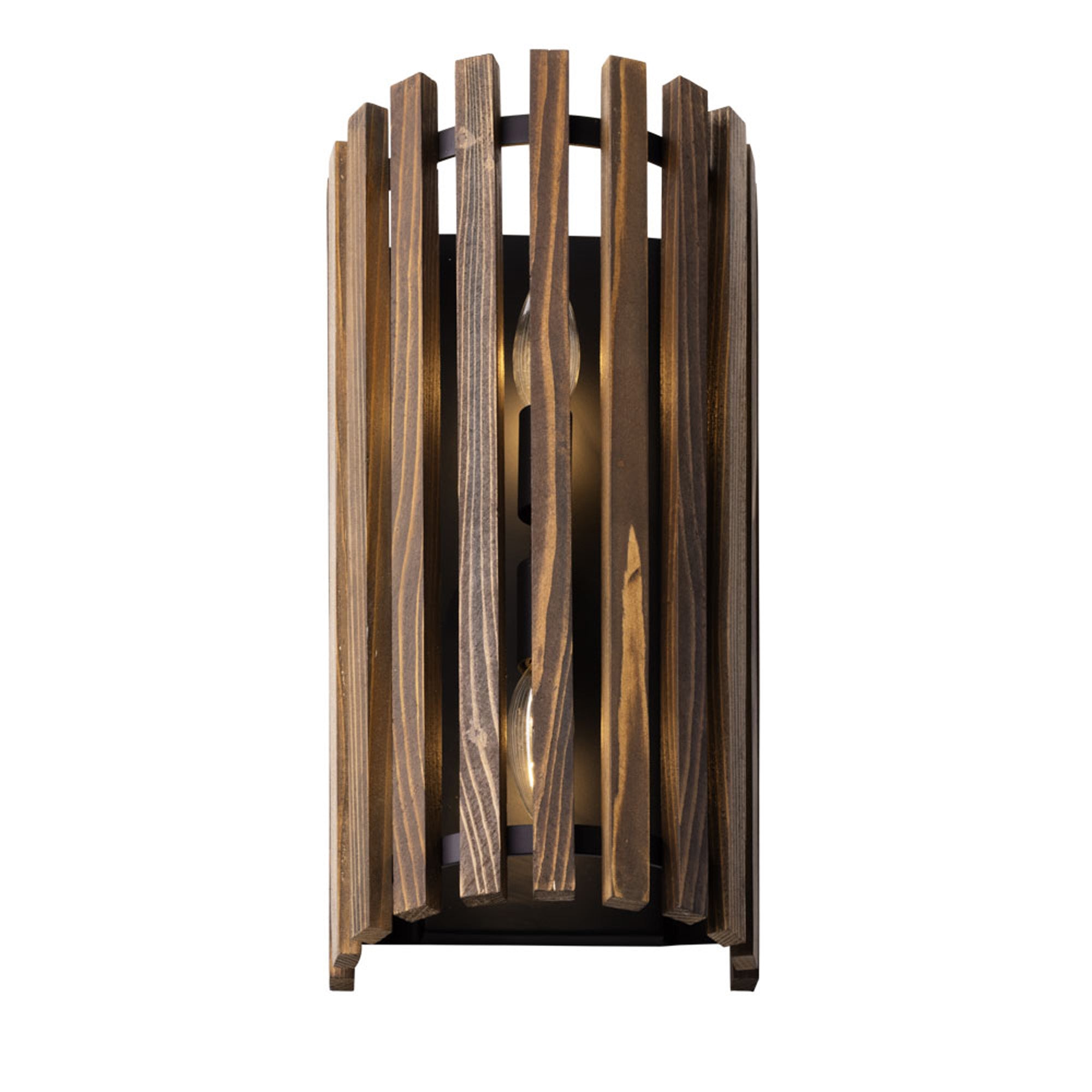 Suratto 387W02MBW 2-Light Wall Sconce - Matte Black/Medium Walnut