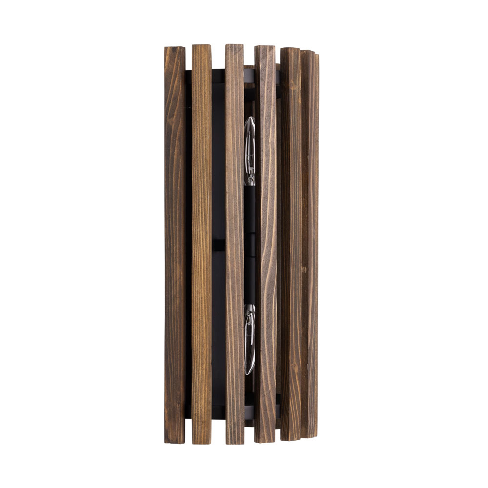 Suratto 387W02MBW 2-Light Wall Sconce - Matte Black/Medium Walnut