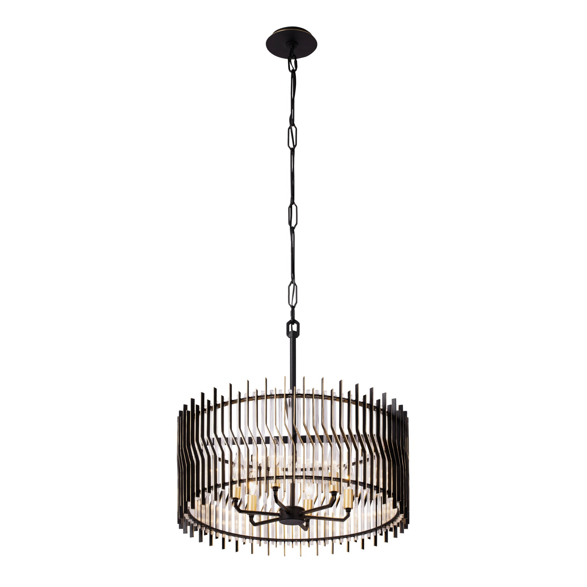 Park Row 393P06MBFG 6-Light Pendant Light - Matte Black/French Gold