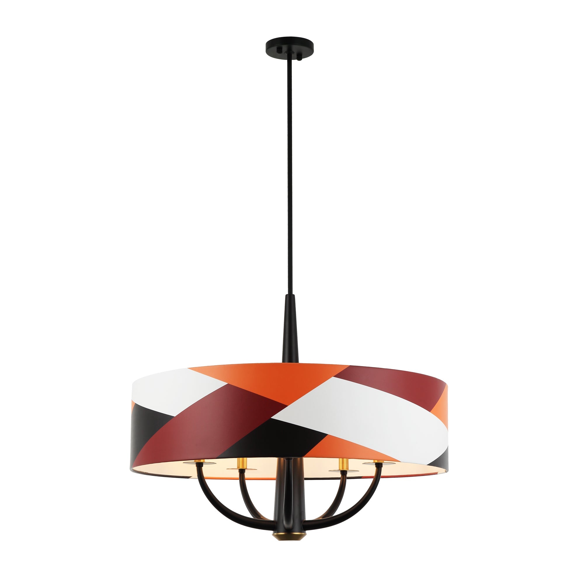 Patchwork 501P05BLSB 5-Light Pendant Light - Black/Satin Brass/Patchwork