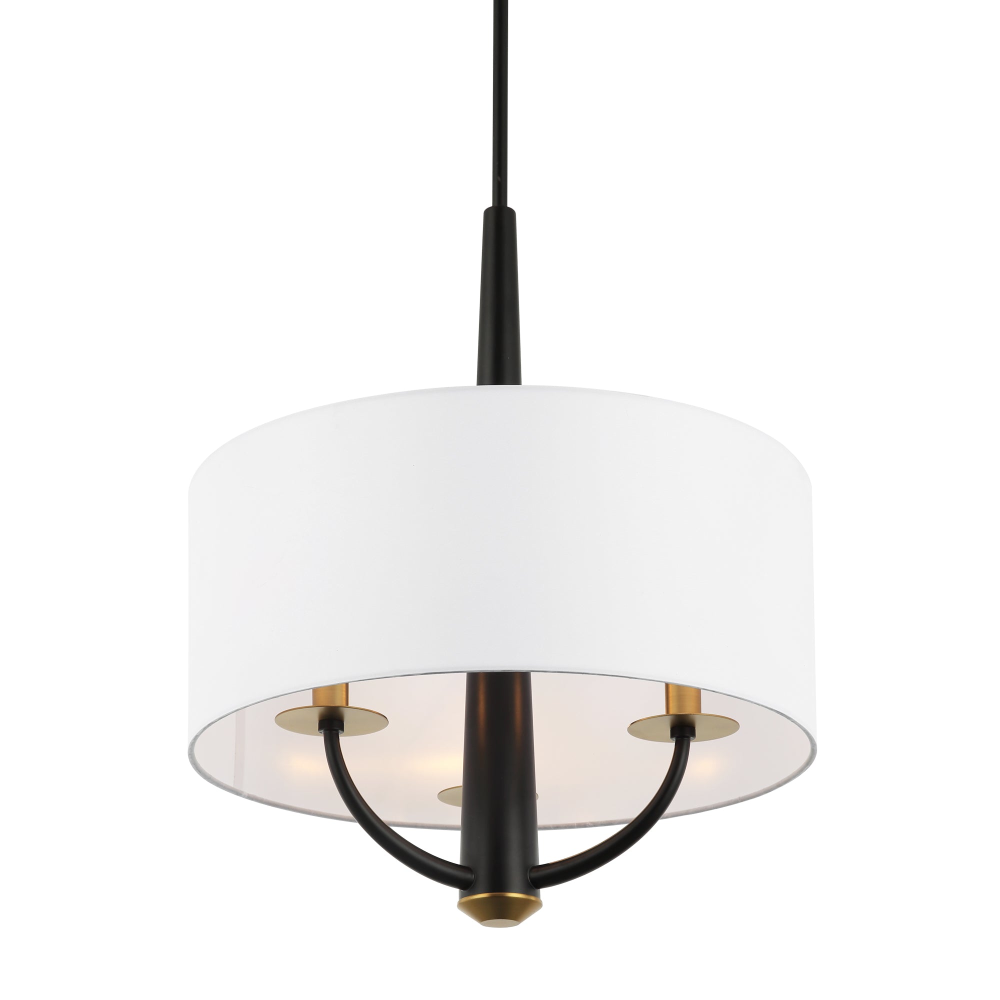 Patchwork 503P03BLSB 3-Light Pendant Light - Black/Satin Brass