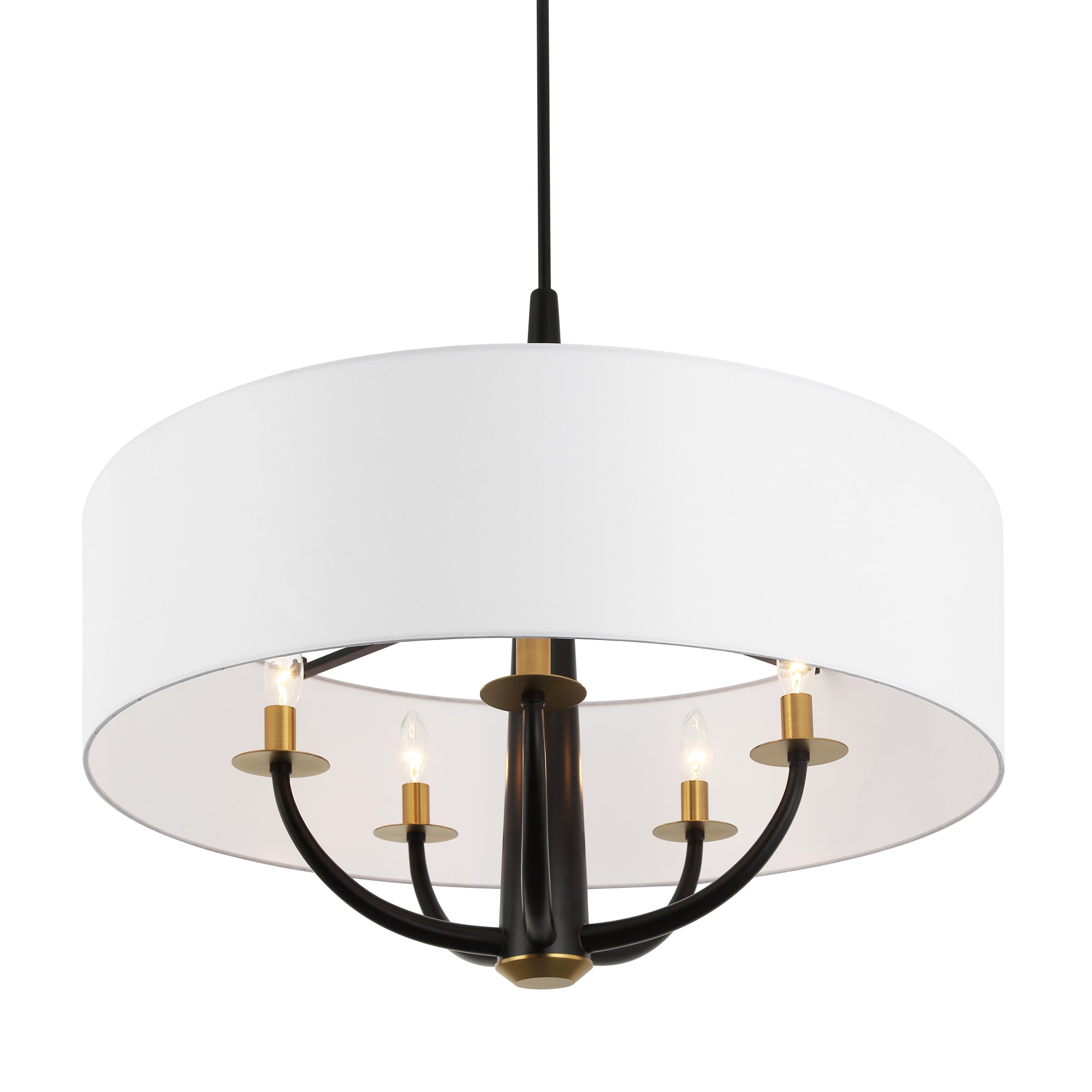 Patchwork 503P05BLSB 5-Light Pendant Light - Black/Satin Brass