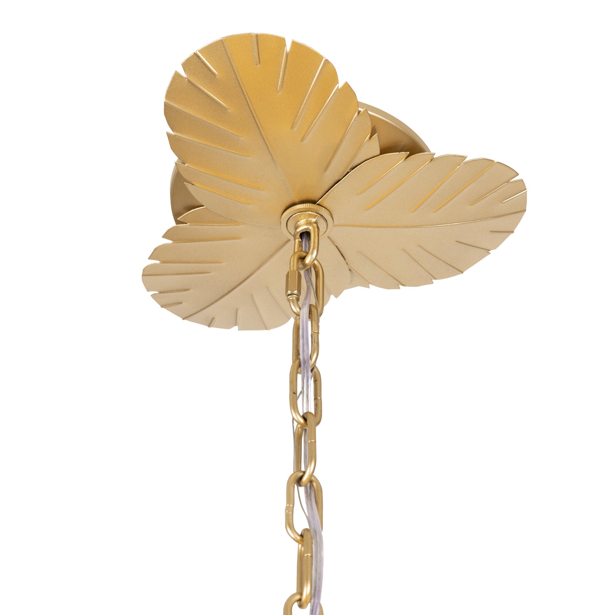 Banana Leaf 901C09FGN 9-Light Chandelier - French Gold/Natural Seagrass