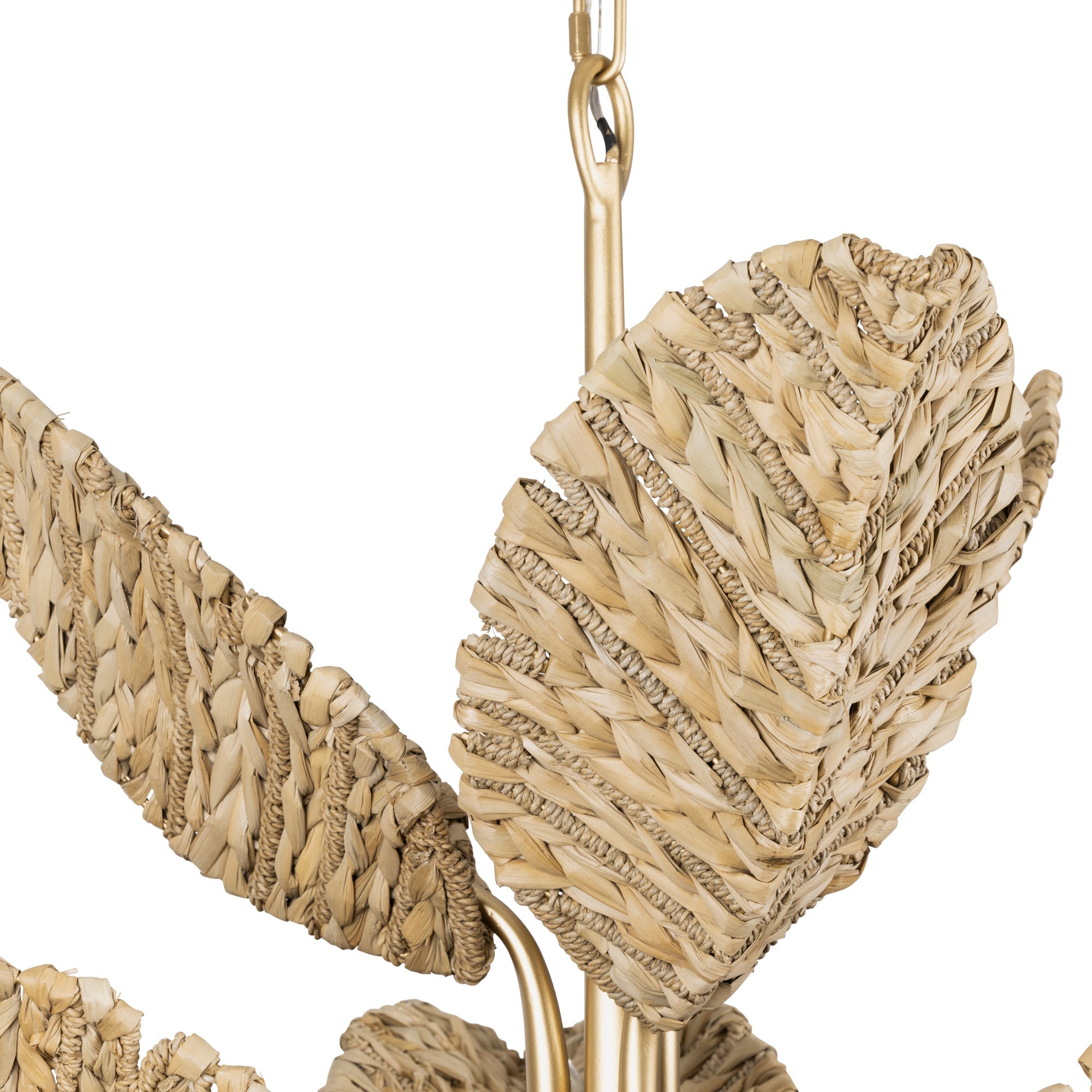 Banana Leaf 901C09FGN 9-Light Chandelier - French Gold/Natural Seagrass
