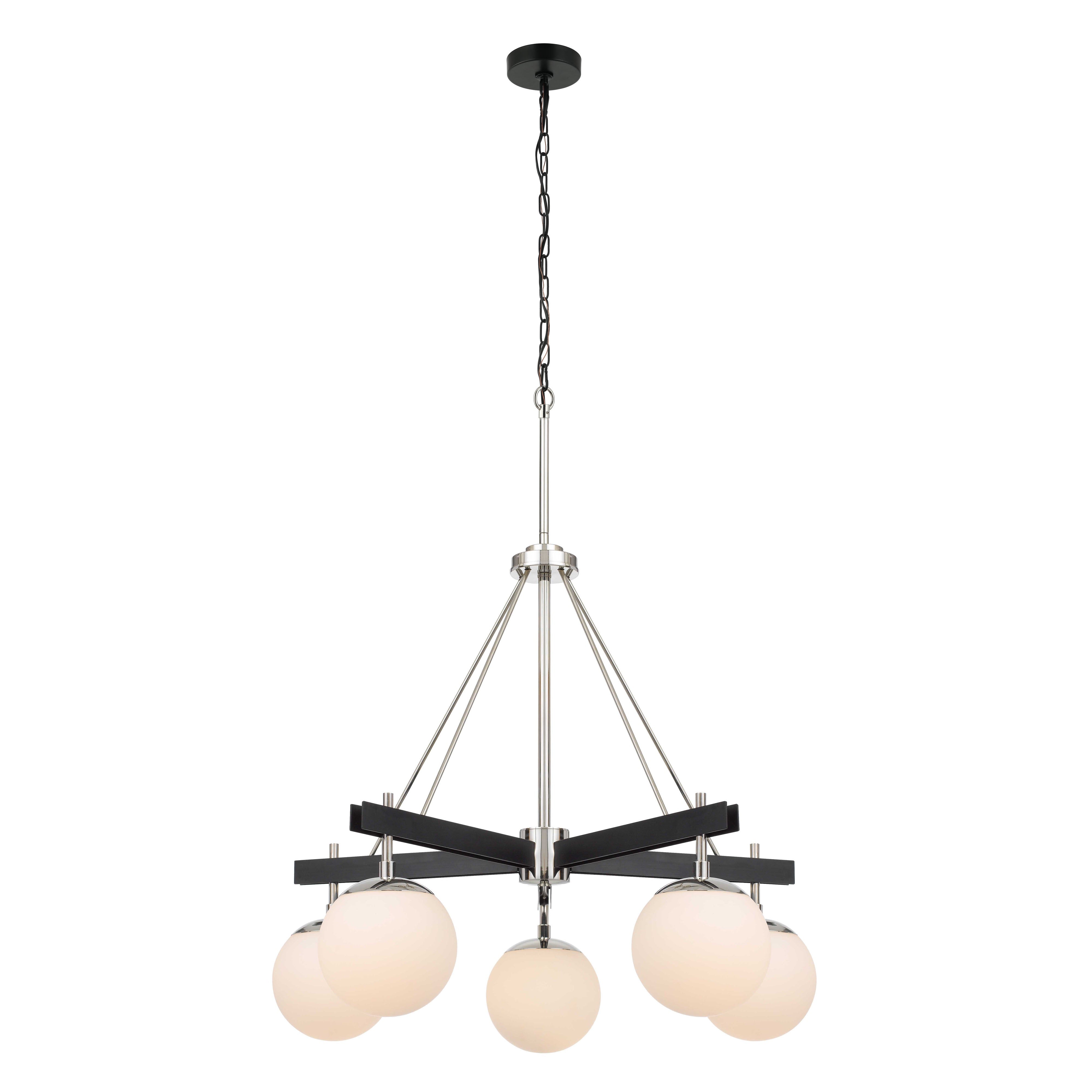 Allie 352C05BLSB 5-Light Chandelier - Black/Satin Brass