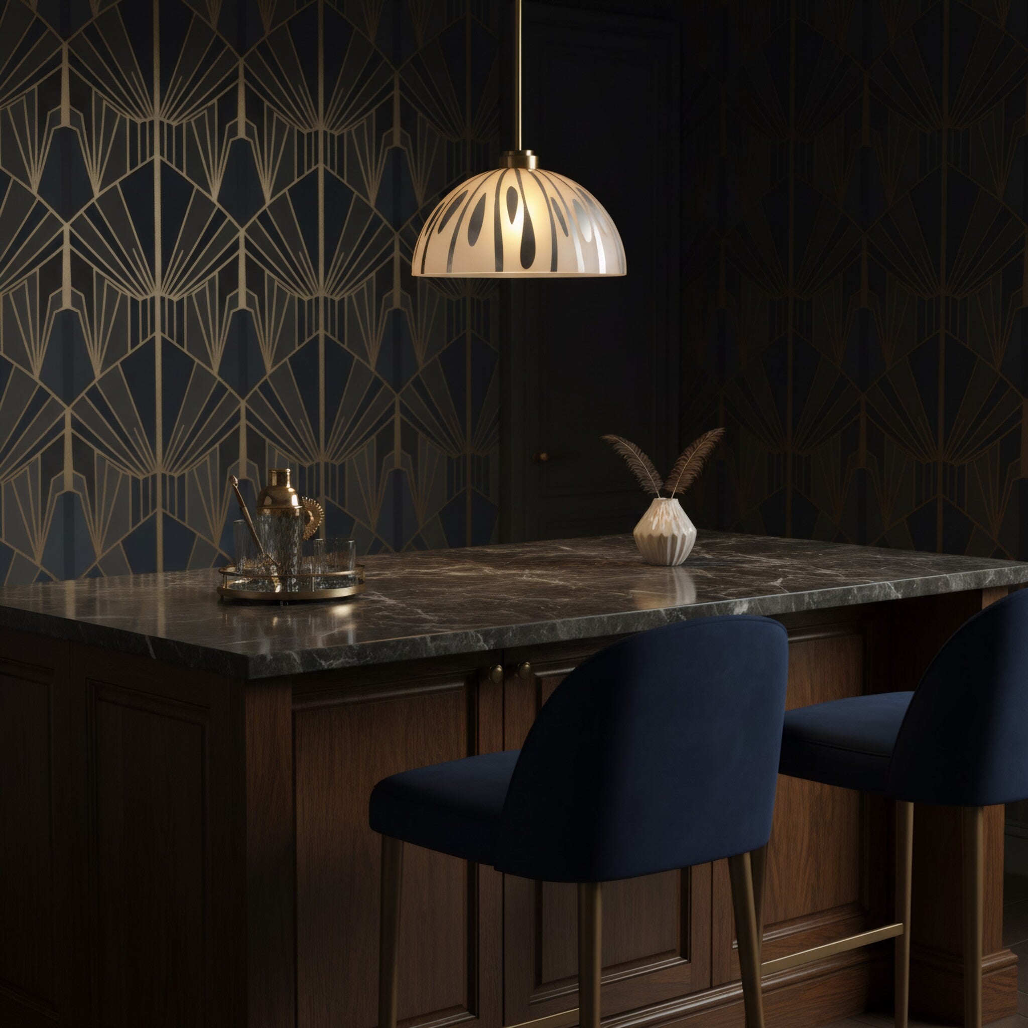 Chroman Empire 1 Light 16 in Dome Pendant - Satin Gold